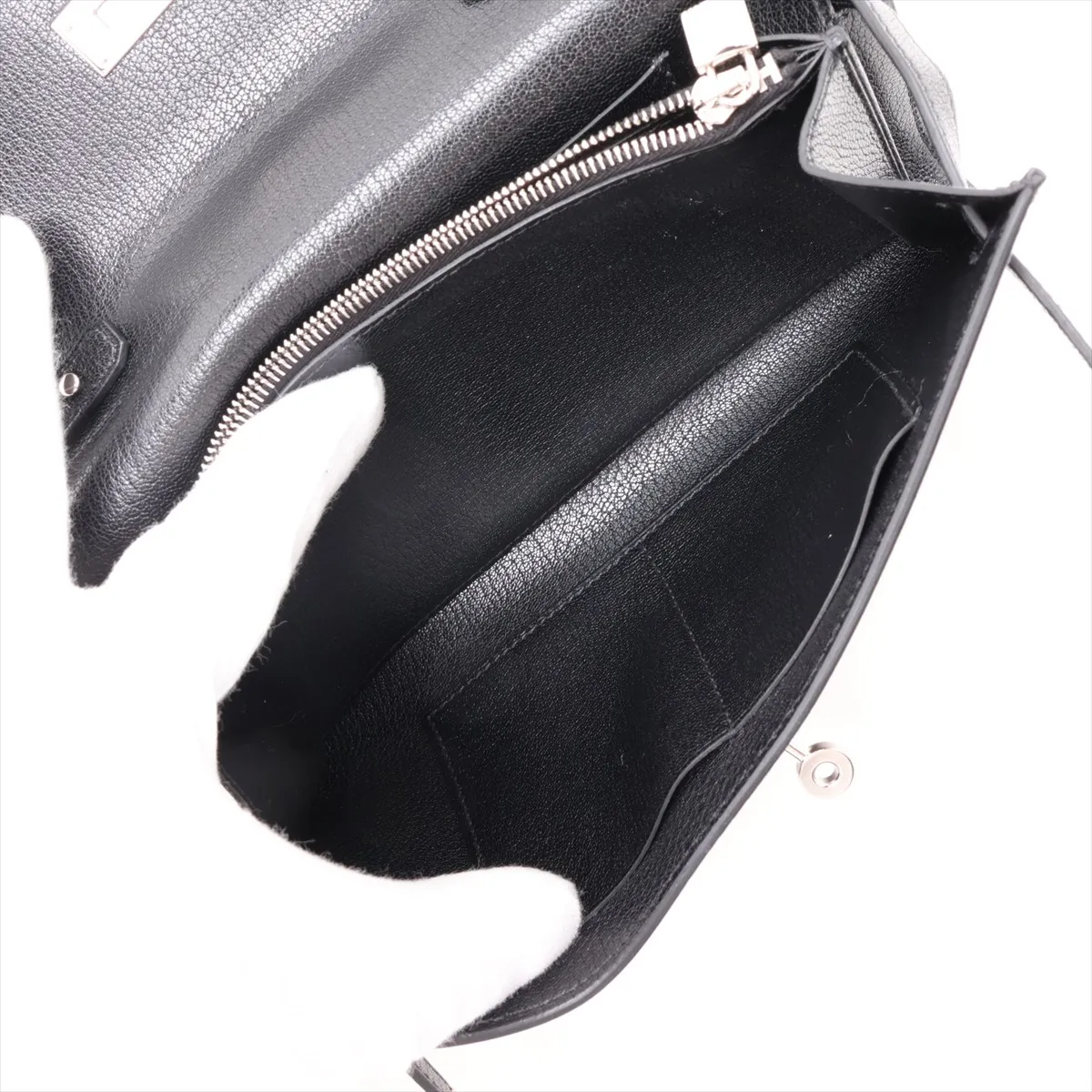 [Individually packaged] Hermes Kelly Wallet To Go Chevre Shamkira Black Silver Hardware K: 2025 — view 6