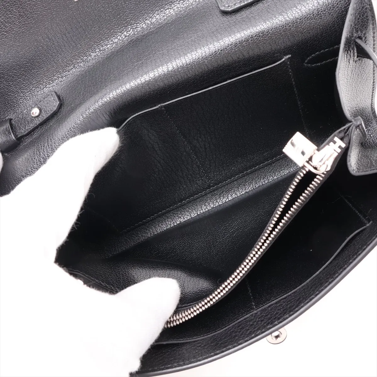 [Individually packaged] Hermes Kelly Wallet To Go Chevre Shamkira Black Silver Hardware K: 2025 — view 8