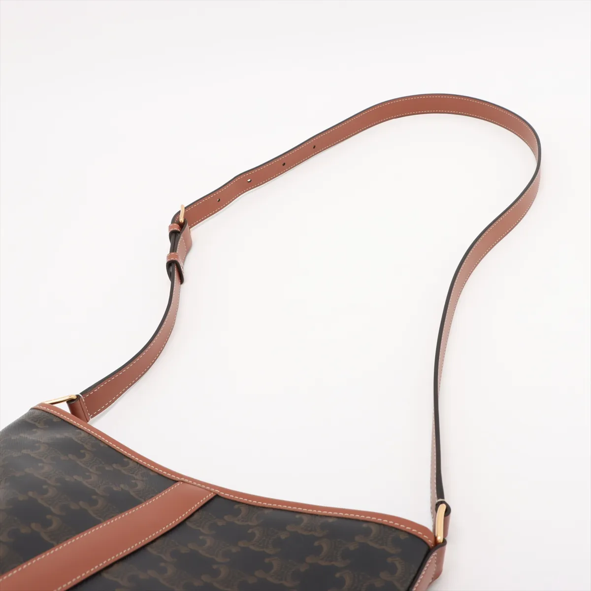 Triomphe Small Bucket PVC x Leather Shoulder Bag Brown — view 5