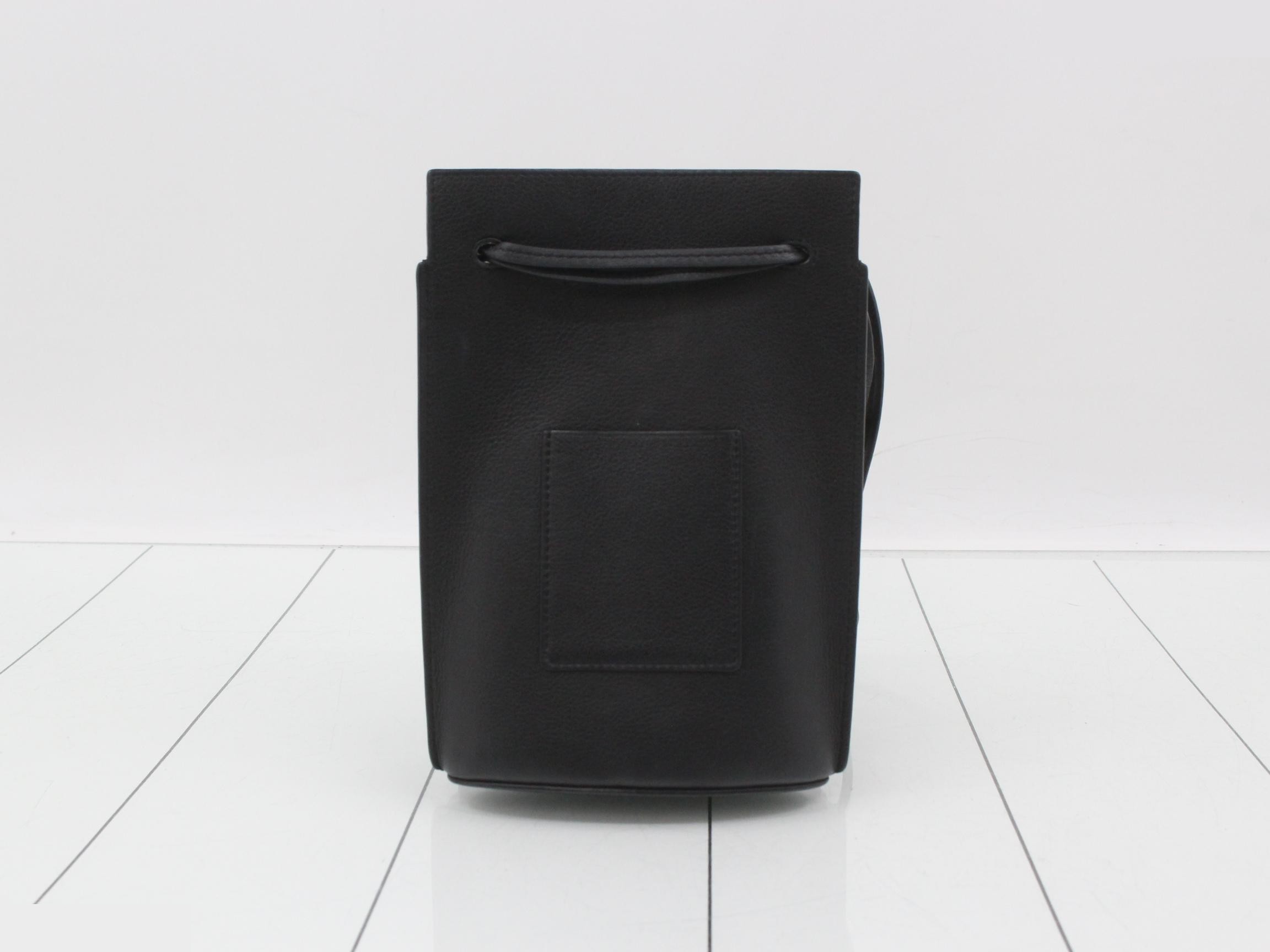 Dice Pocket Anagram Leather Shoulder Bag, Black — view 2