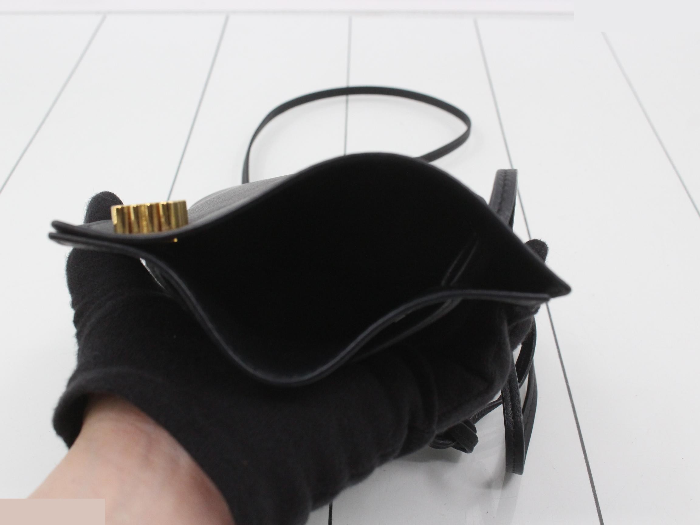 Dice Pocket Anagram Leather Shoulder Bag, Black — view 4