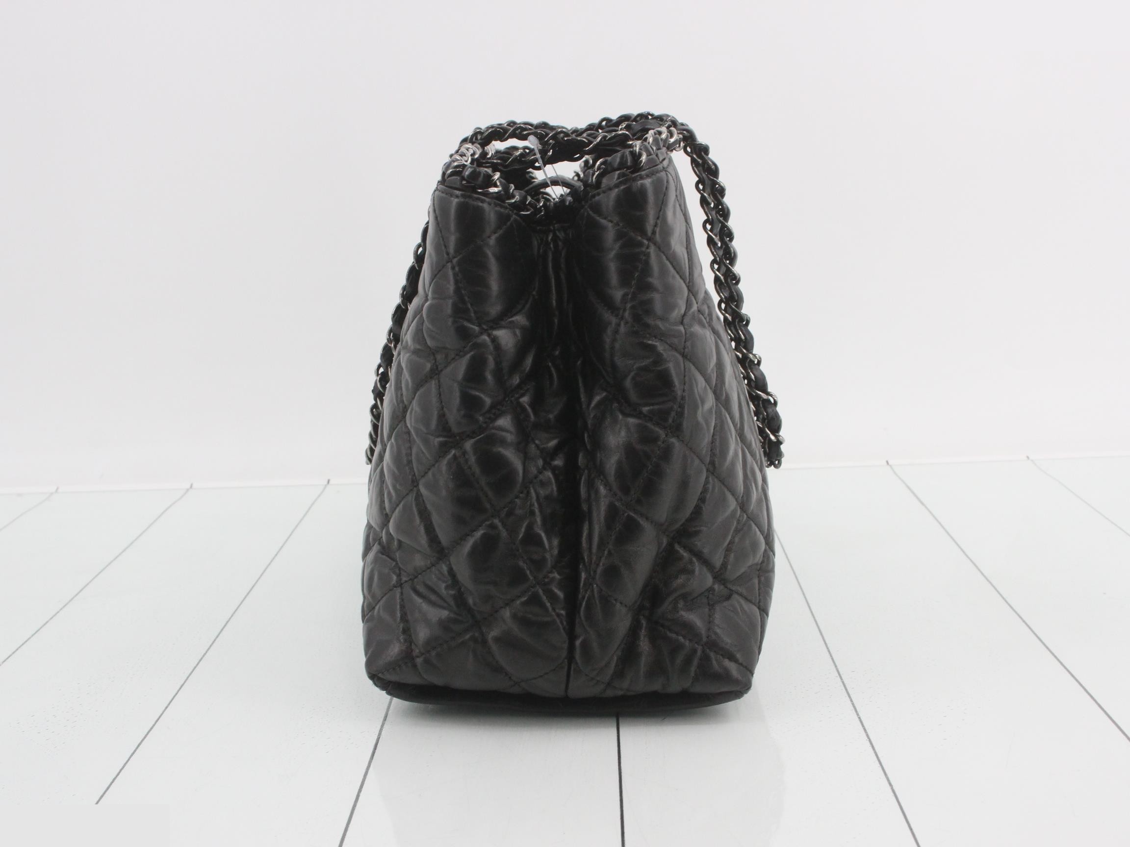 Chain Me Matelassé Leather Coco Mark Chain Tote Bag, Black — view 3