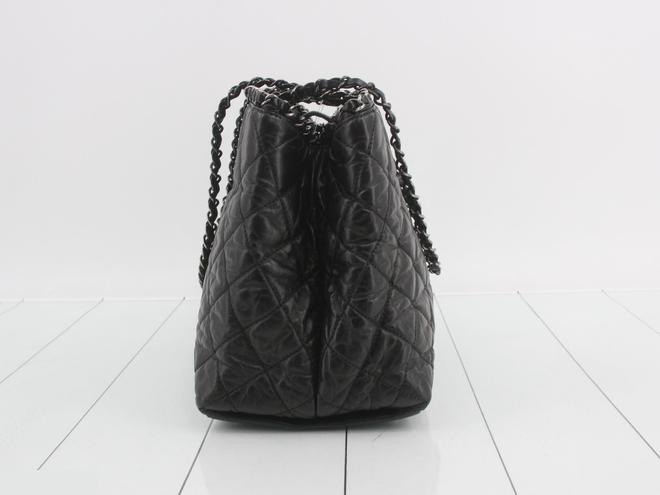 Chain Me Matelassé Leather Coco Mark Chain Tote Bag, Black — view 4