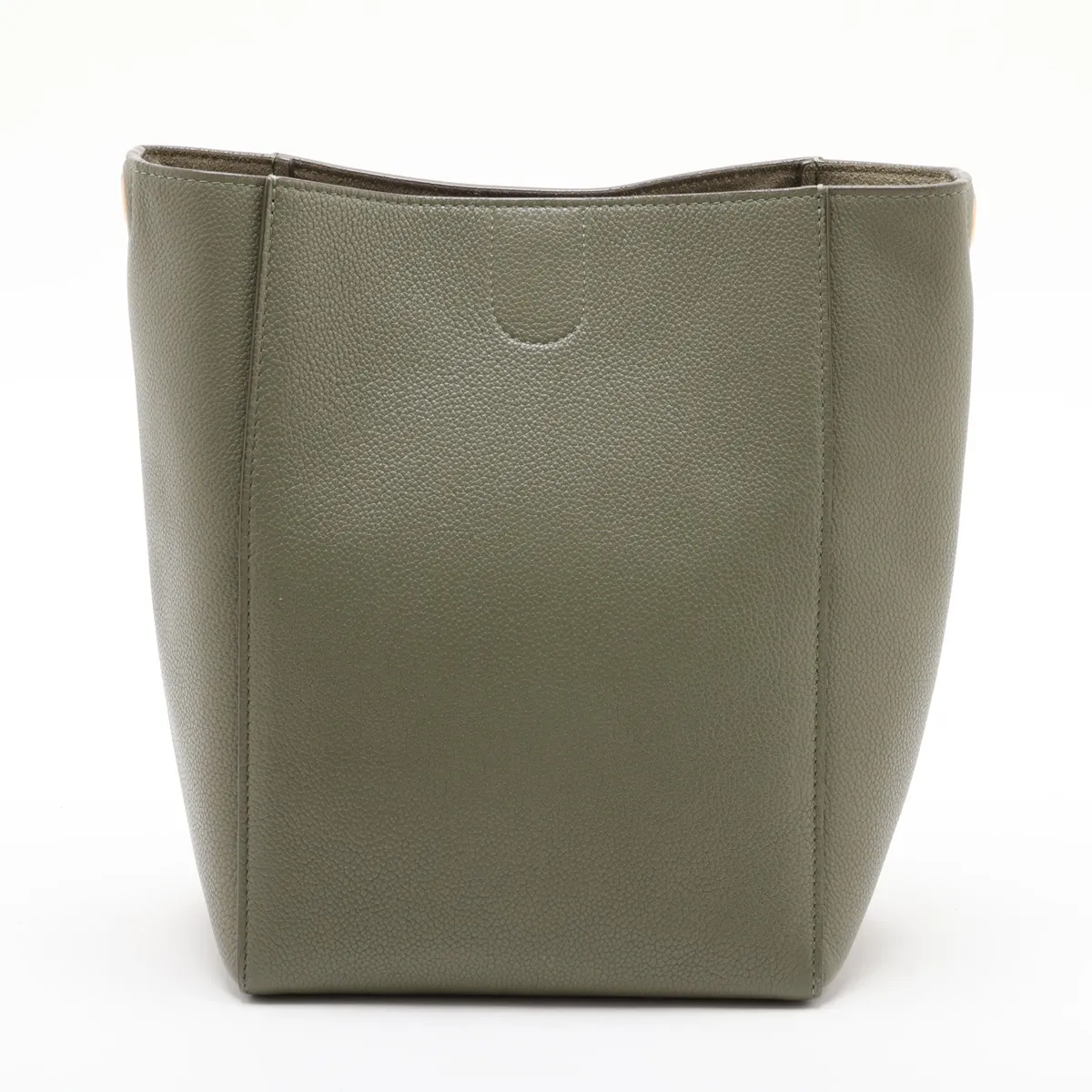 Sangle Bucket Small Leather Shoulder Bag, Khaki — view 2