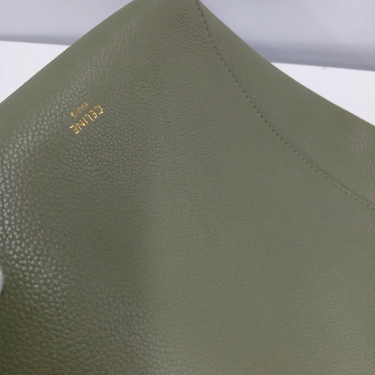 Sangle Bucket Small Leather Shoulder Bag, Khaki — view 11