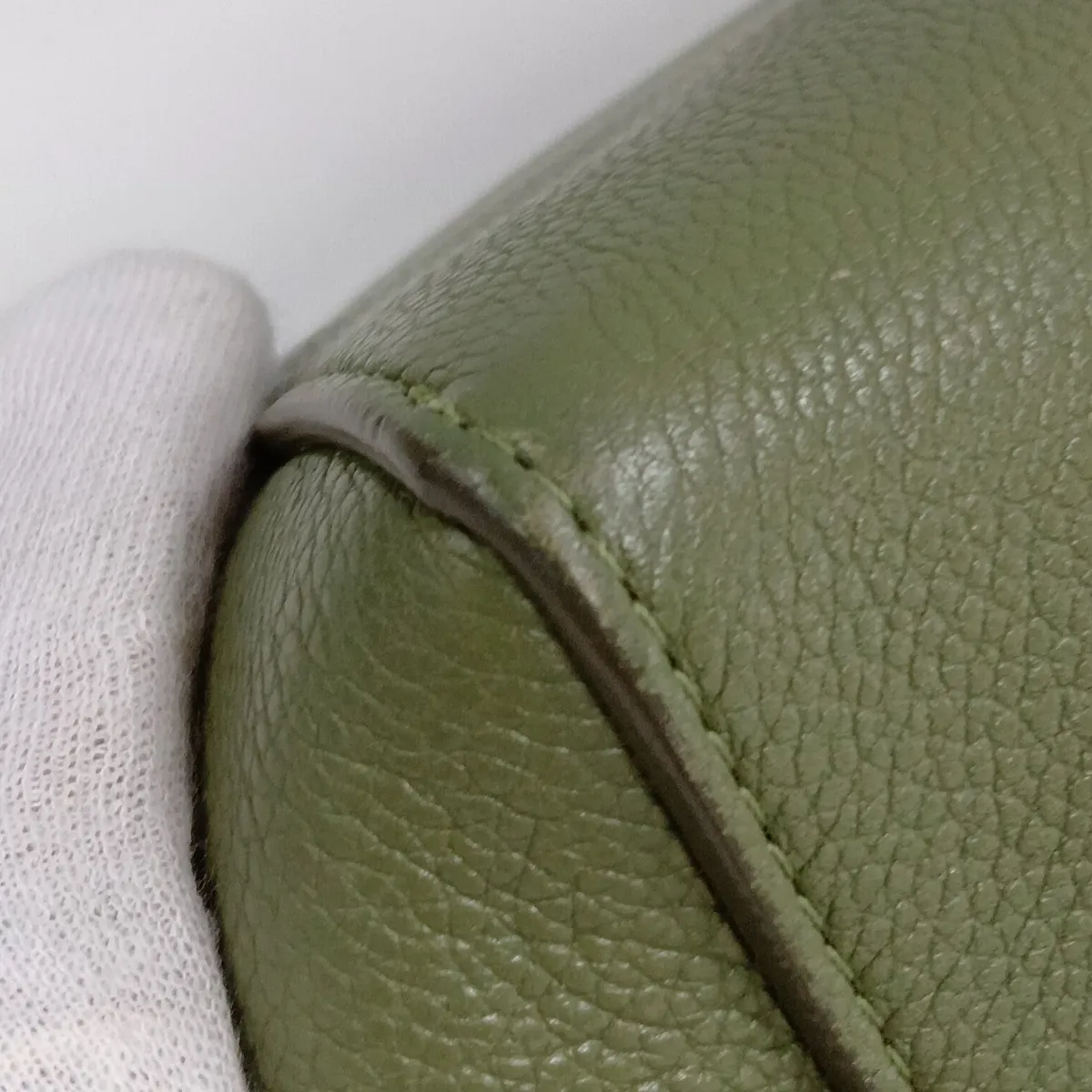 Sangle Bucket Small Leather Shoulder Bag, Khaki — view 12