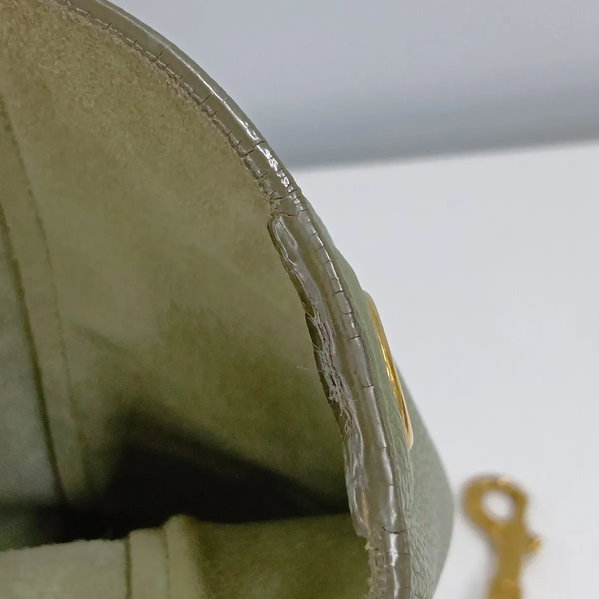 Sangle Bucket Small Leather Shoulder Bag, Khaki — view 15