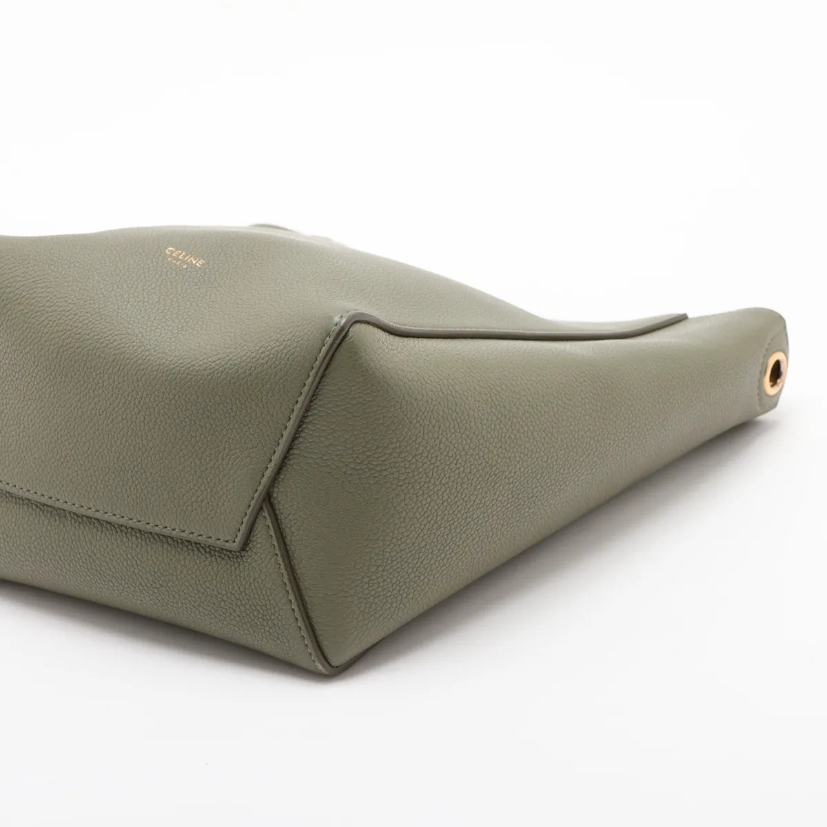 Sangle Bucket Small Leather Shoulder Bag, Khaki — view 3