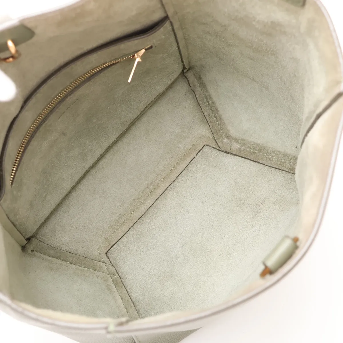 Sangle Bucket Small Leather Shoulder Bag, Khaki — view 6