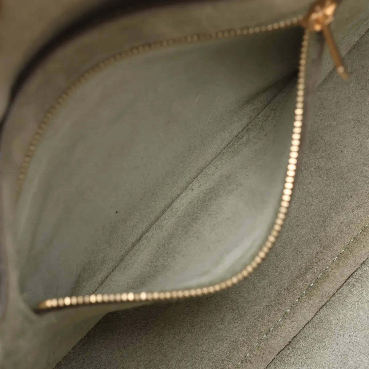 Sangle Bucket Small Leather Shoulder Bag, Khaki — view 7