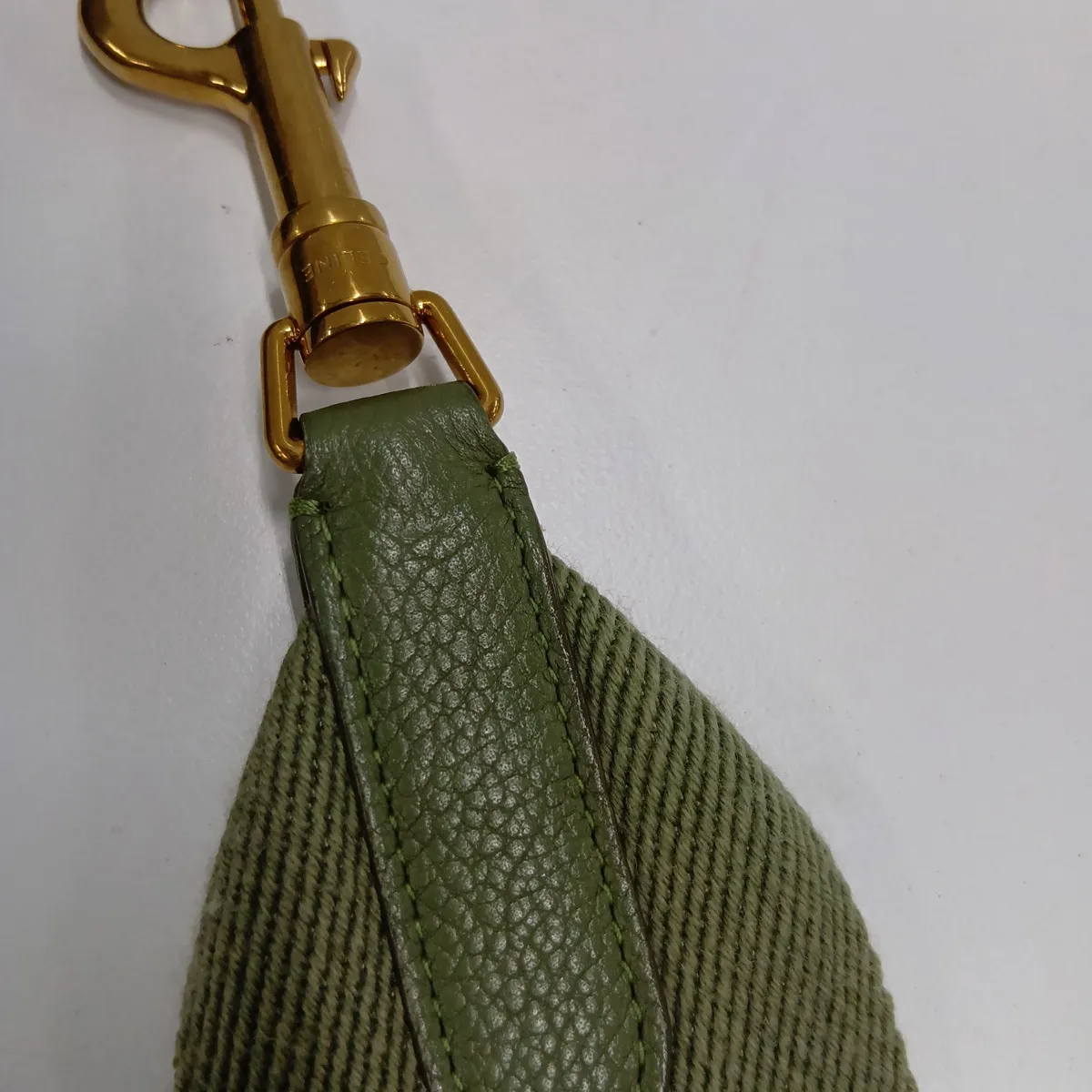 Sangle Bucket Small Leather Shoulder Bag, Khaki — view 9