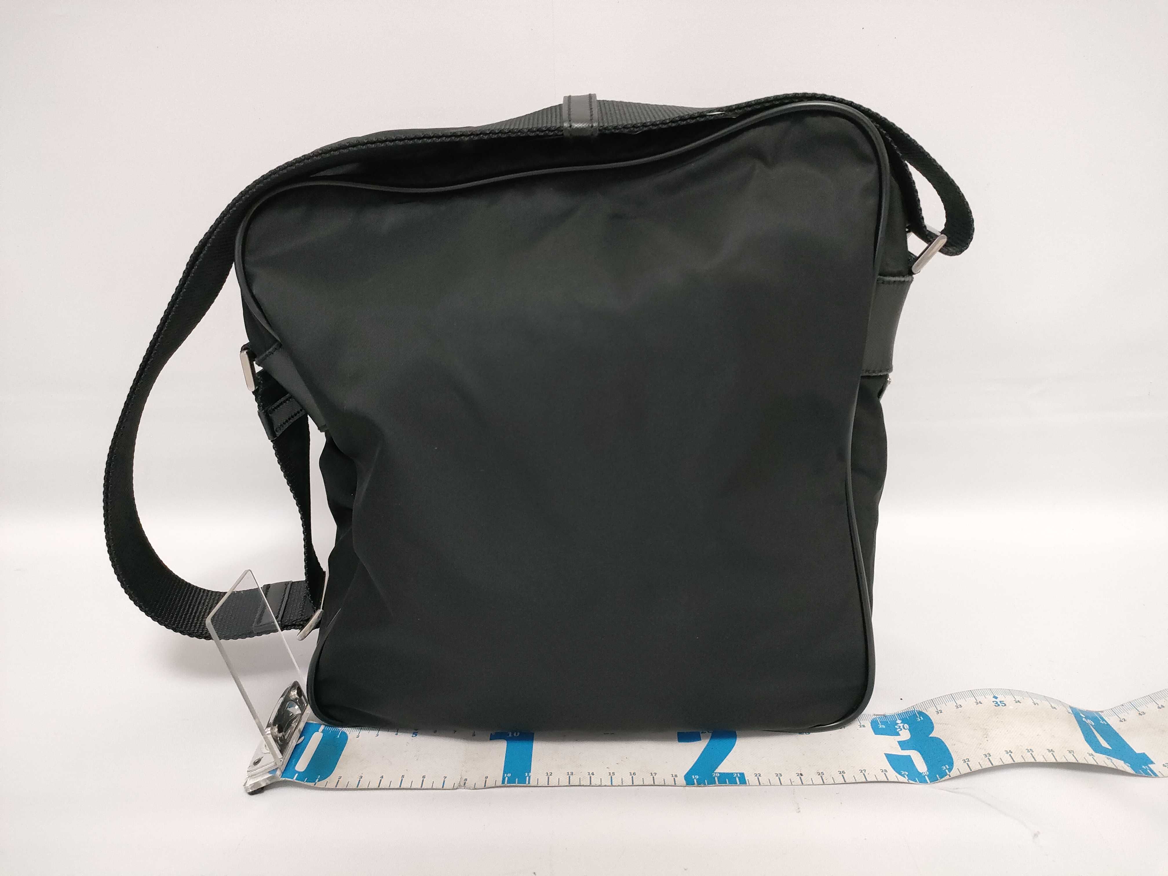 Nylon Shoulder Bag with Triangle Logo, White Tag, Size 25 — view 2