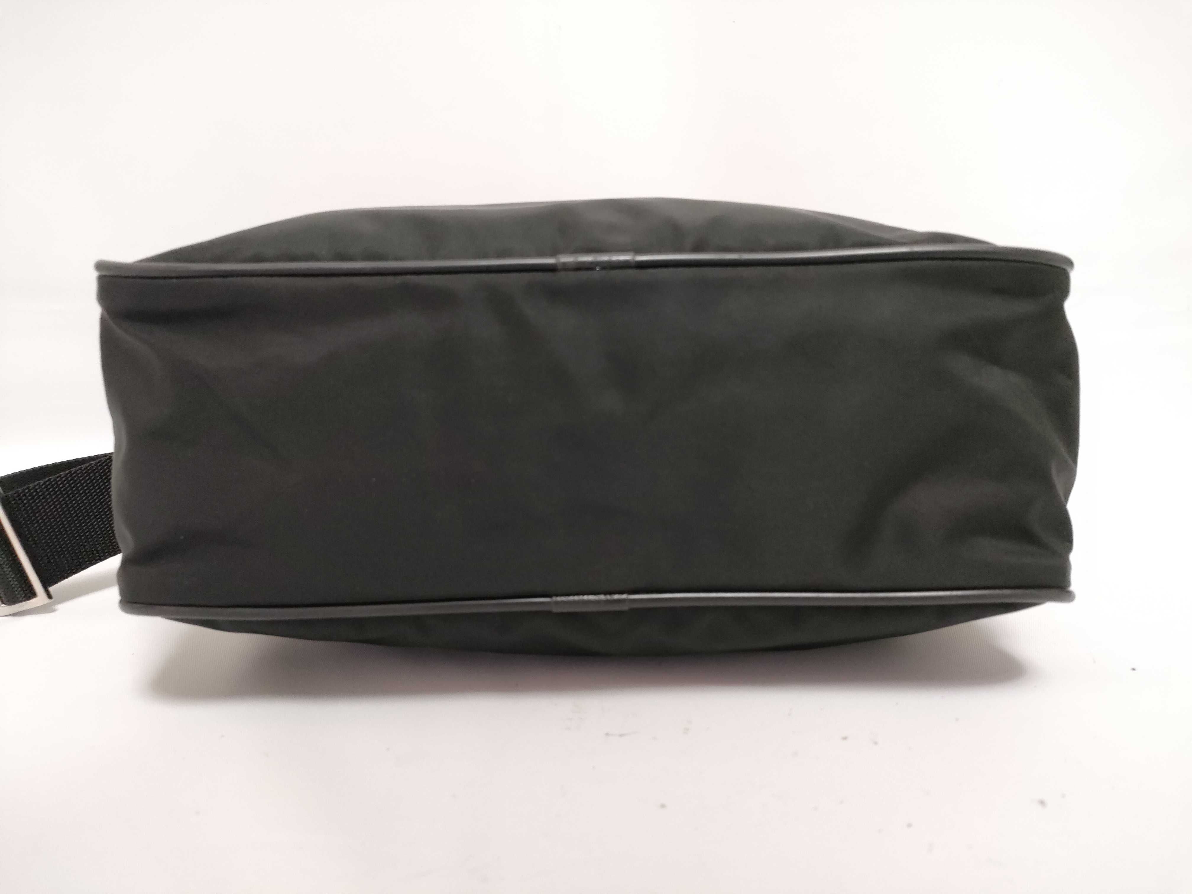 Nylon Shoulder Bag with Triangle Logo, White Tag, Size 25 — view 3