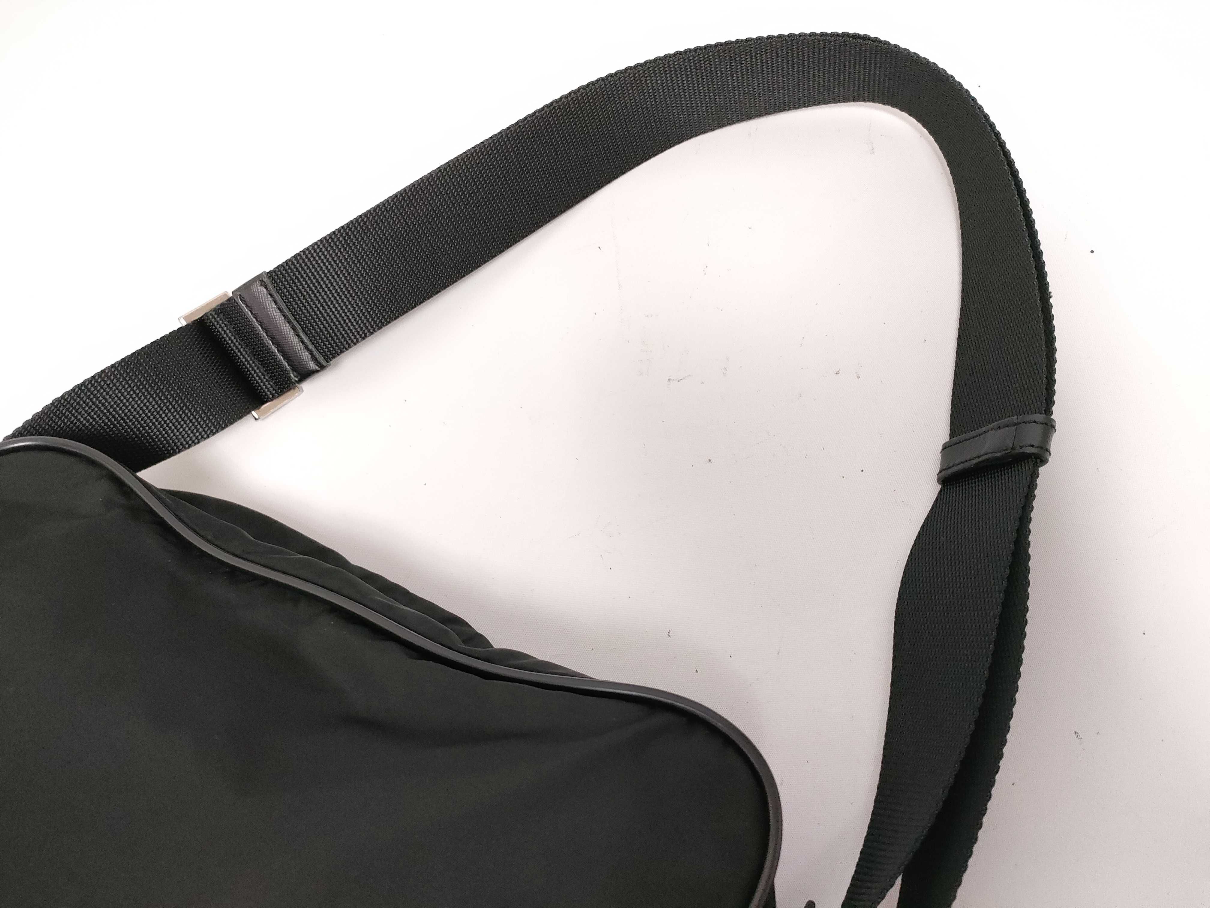 Nylon Shoulder Bag with Triangle Logo, White Tag, Size 25 — view 5