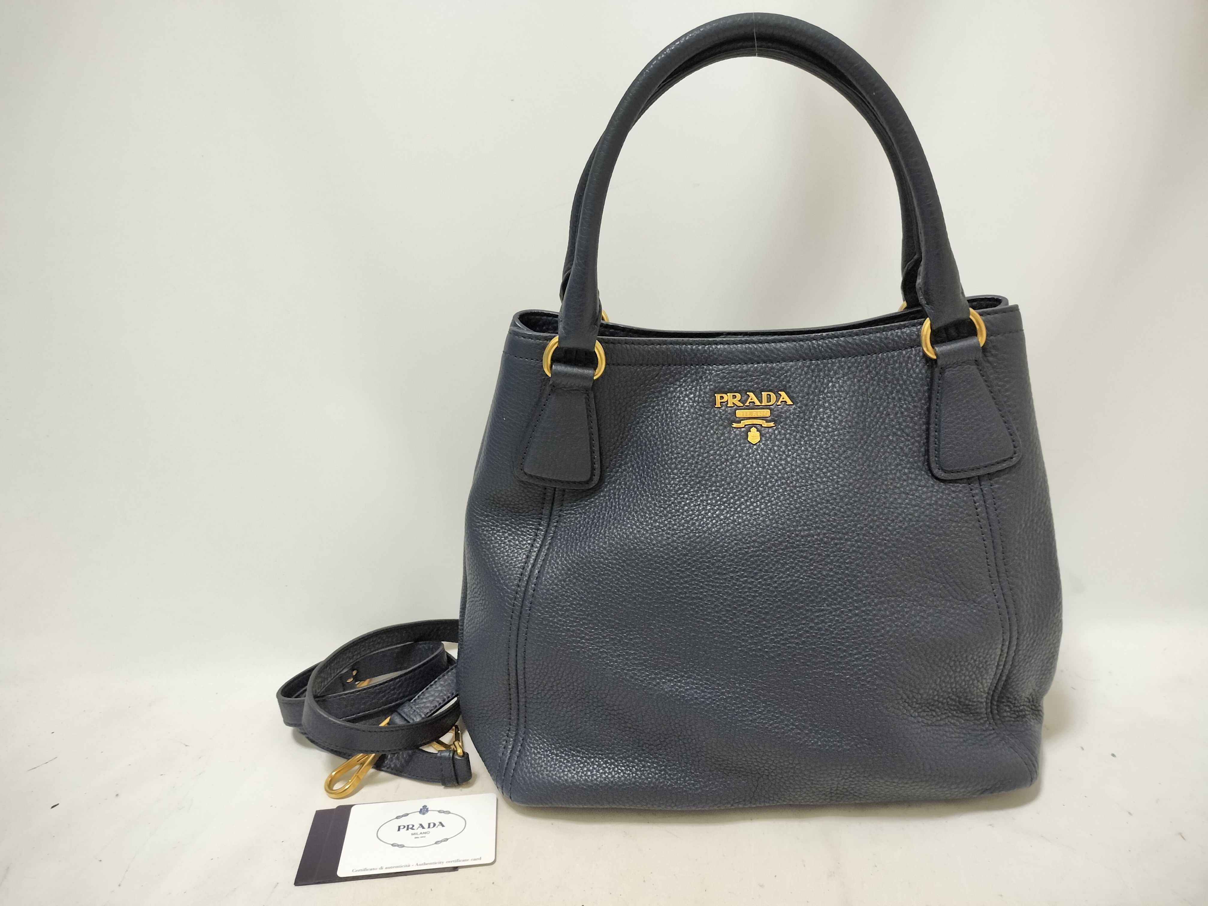 Leather 2-Way Tote Bag, Navy Tote Bag