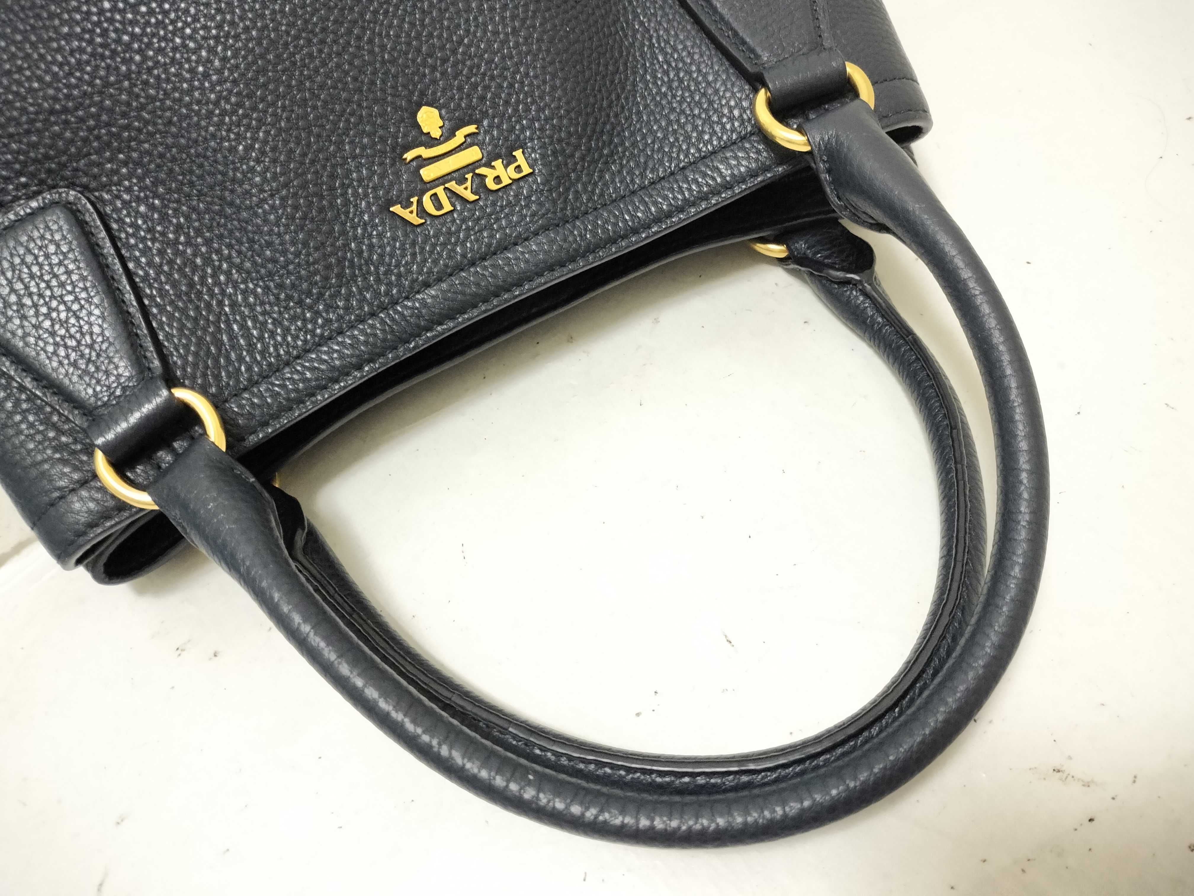 Leather 2-Way Tote Bag, Navy Tote Bag — view 3