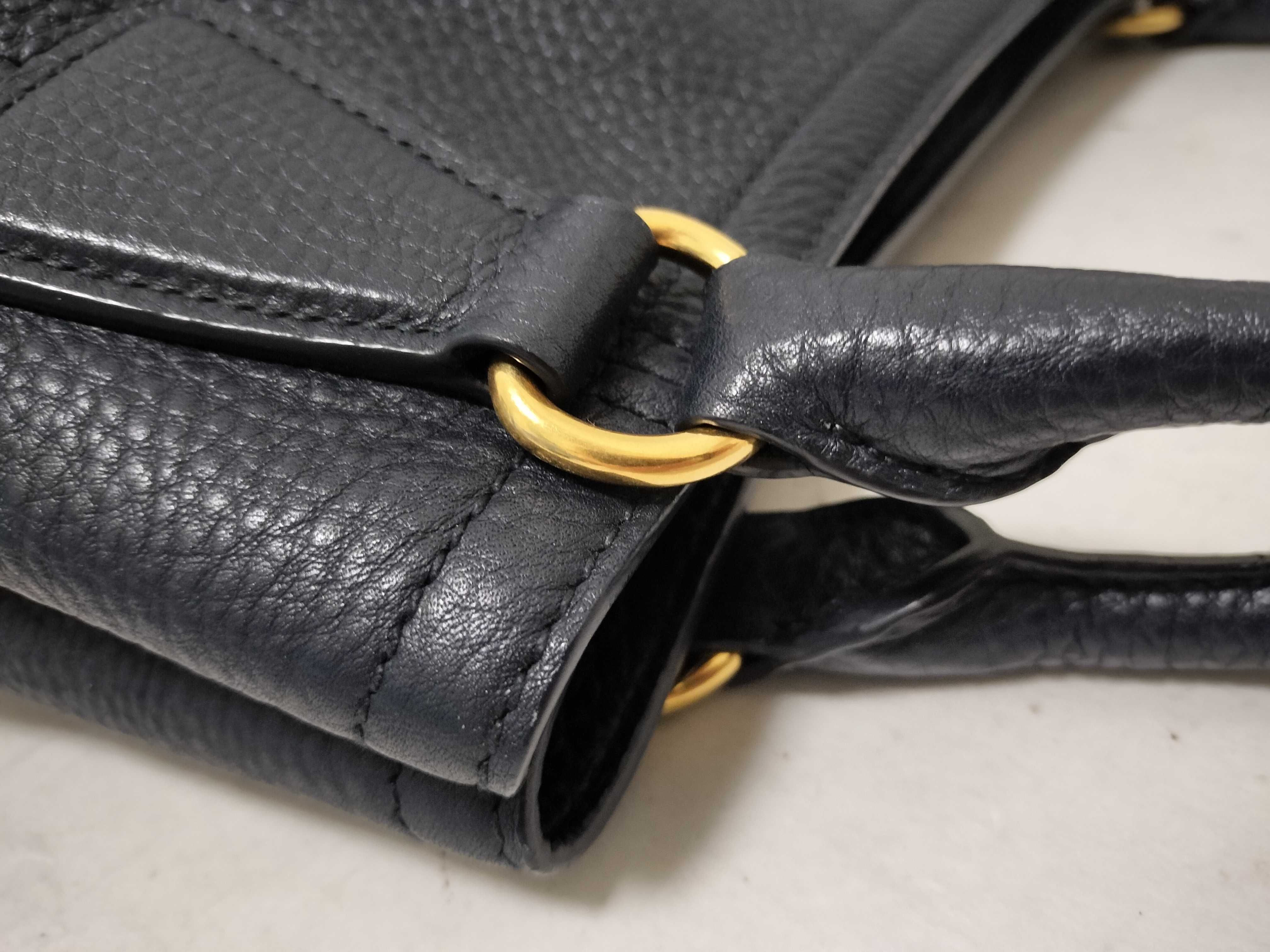 Leather 2-Way Tote Bag, Navy Tote Bag — view 5
