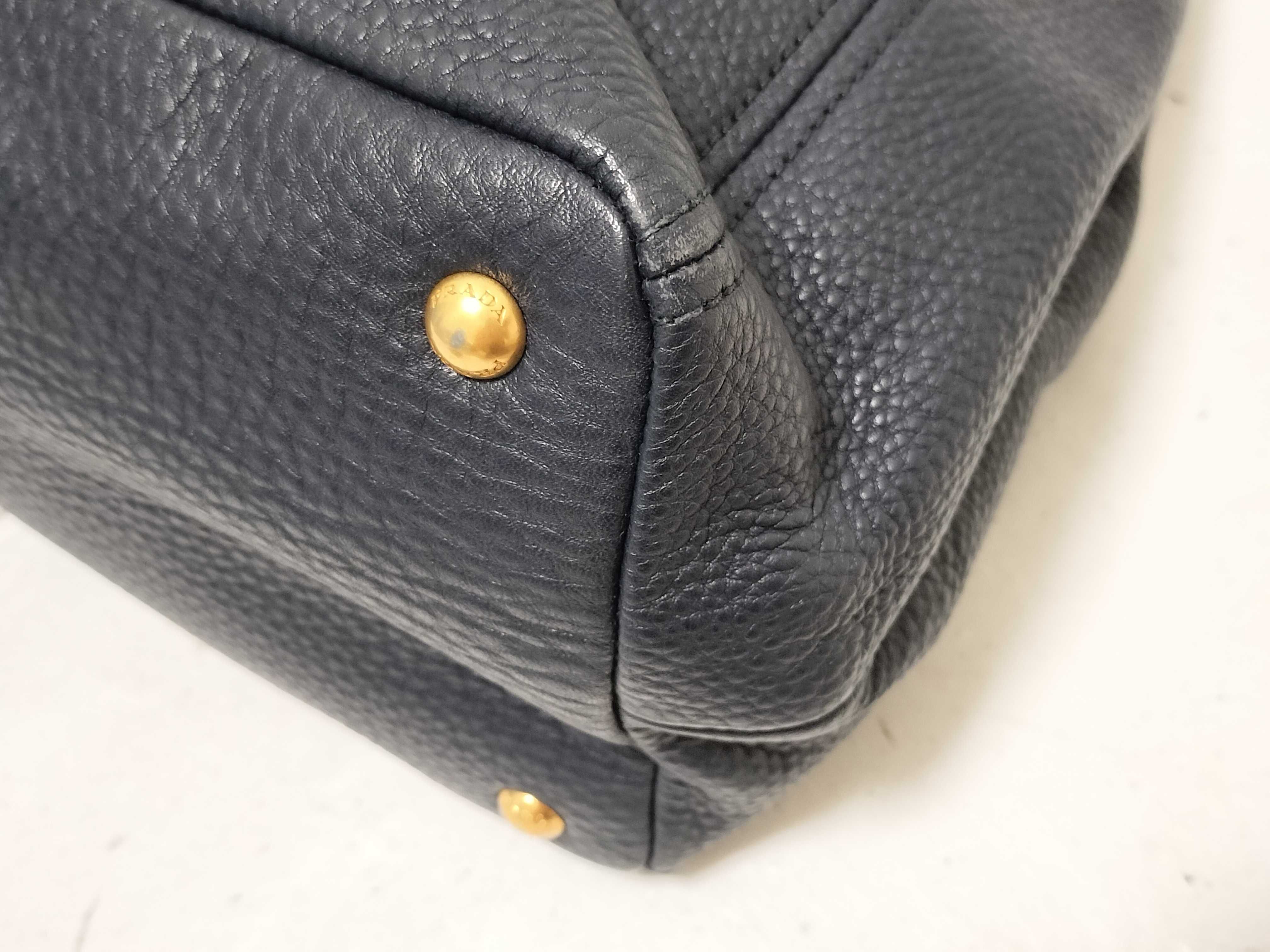 Leather 2-Way Tote Bag, Navy Tote Bag — view 7