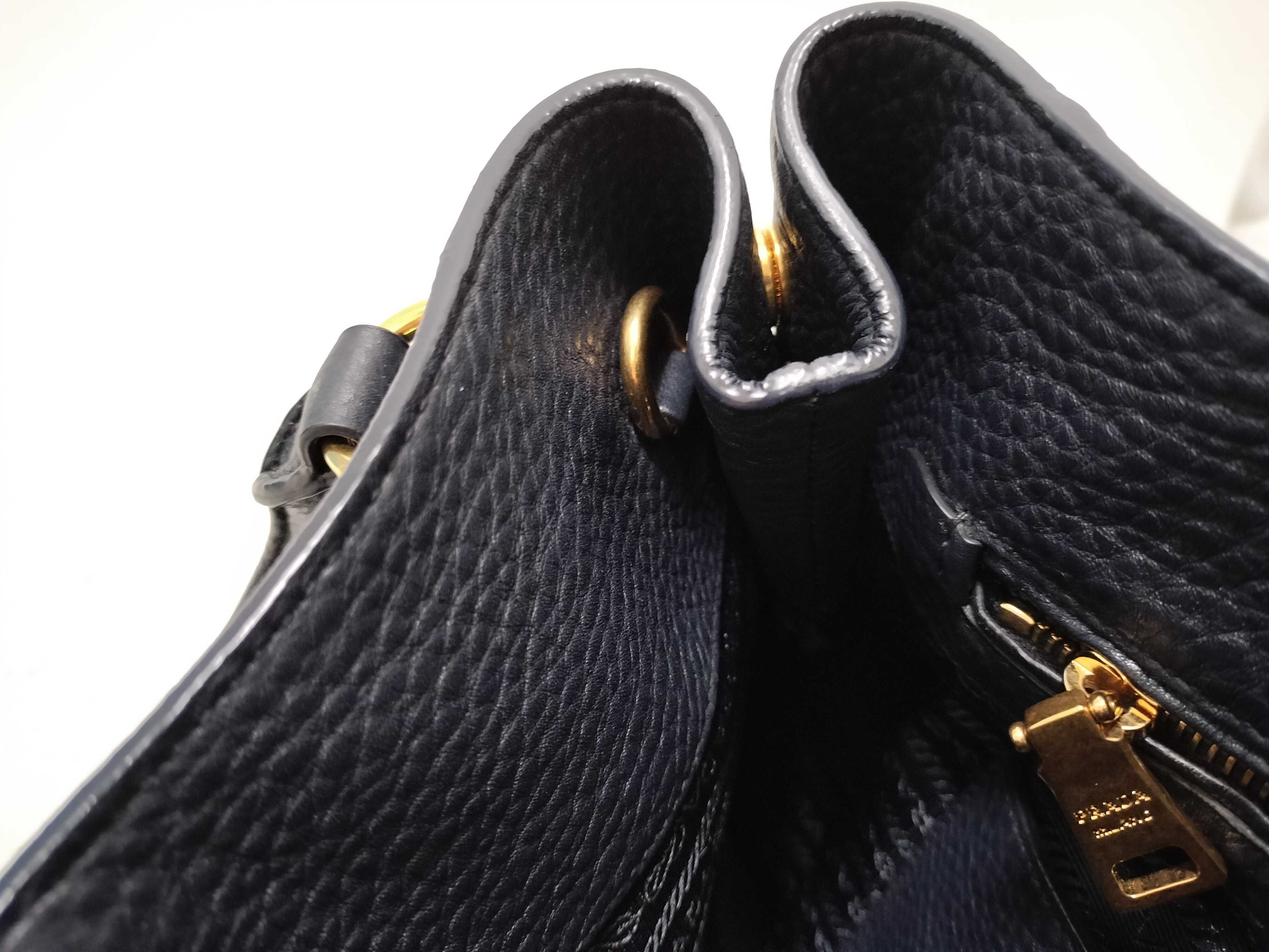 Leather 2-Way Tote Bag, Navy Tote Bag — view 9