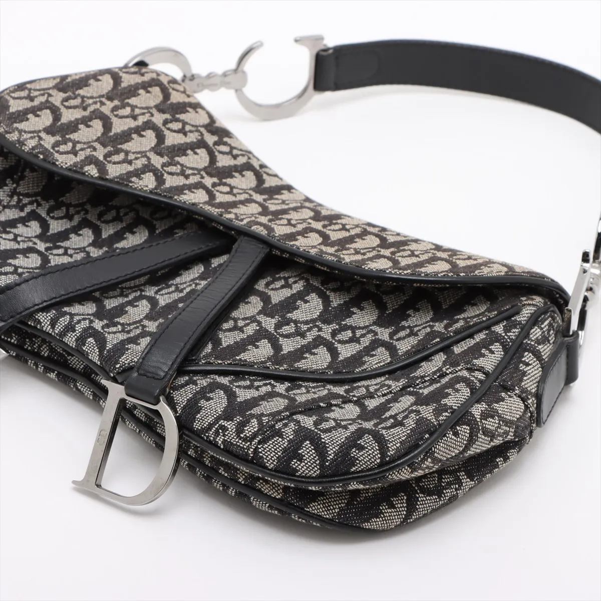 Trotter Saddle Bag Canvas x Leather Handbag Black — view 3