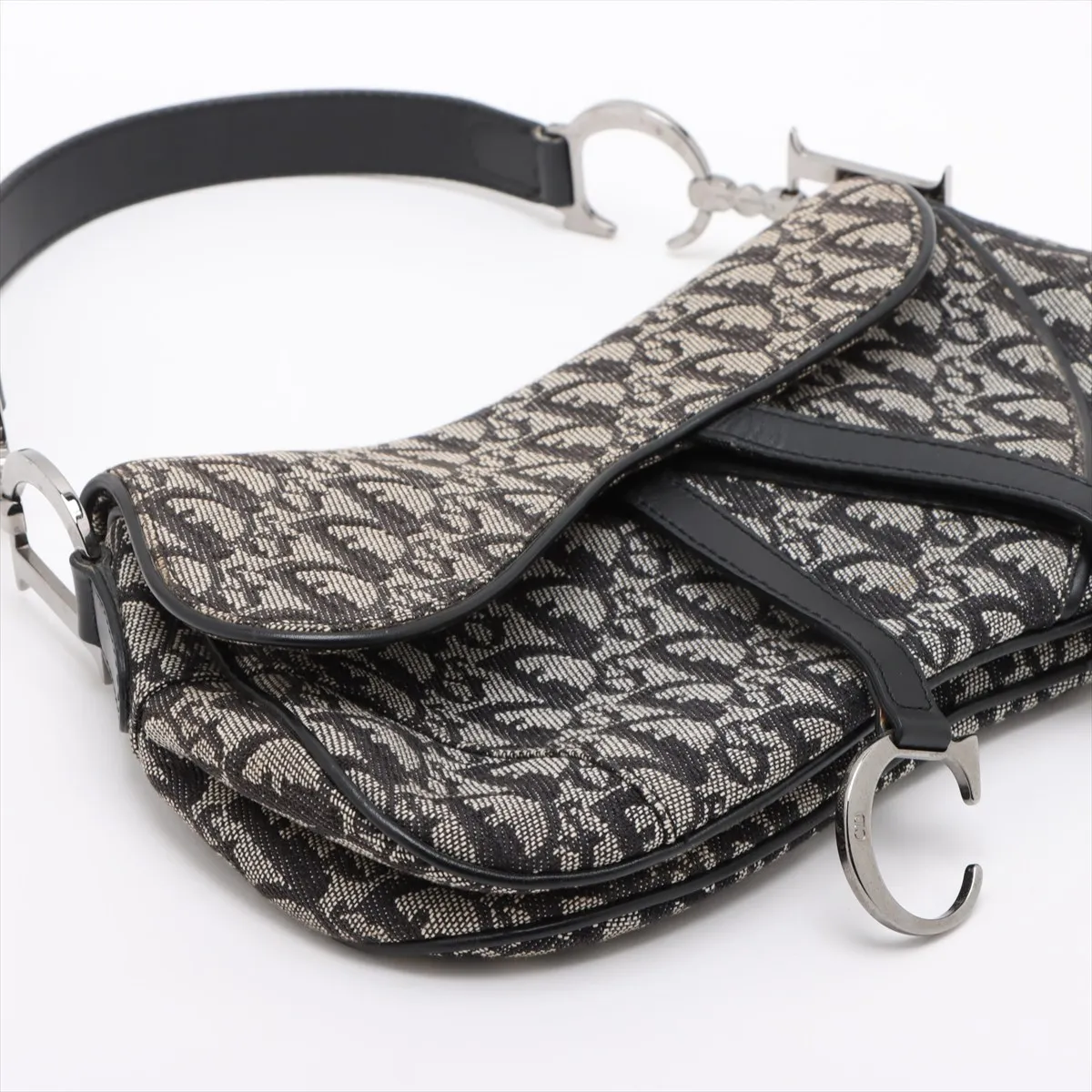 Trotter Saddle Bag Canvas x Leather Handbag Black — view 4