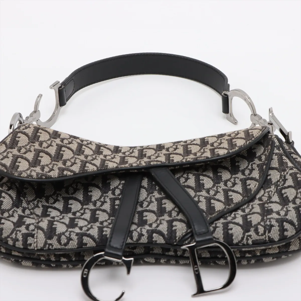 Trotter Saddle Bag Canvas x Leather Handbag Black — view 6