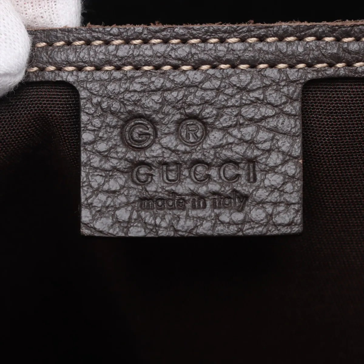 GG Crystal Coated Canvas x Leather Tote Bag Beige 265696 Outlet — view 9
