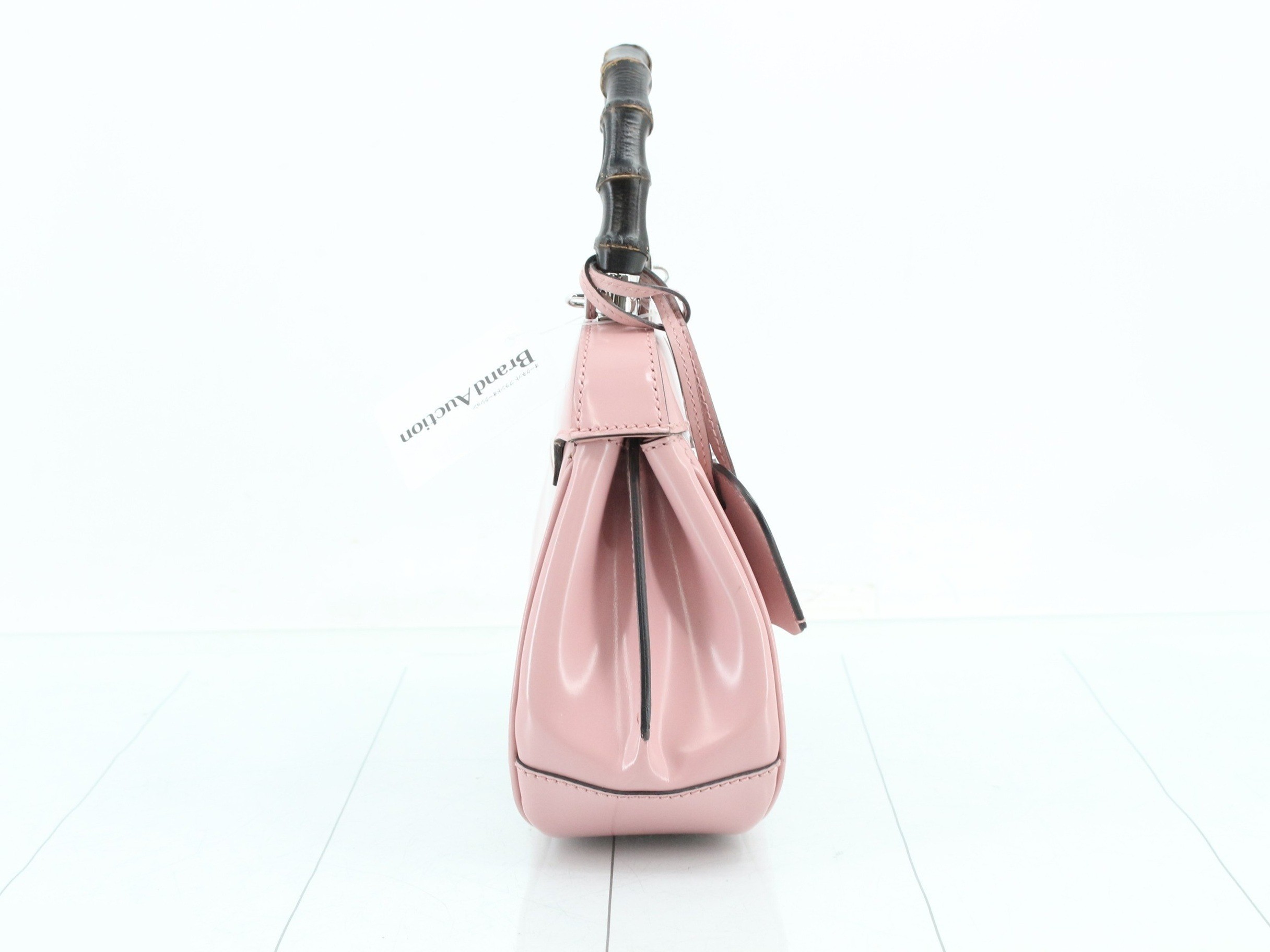 Bamboo Lady Lock Top Handle Leather Pink Silver Hardware W23cm — view 4