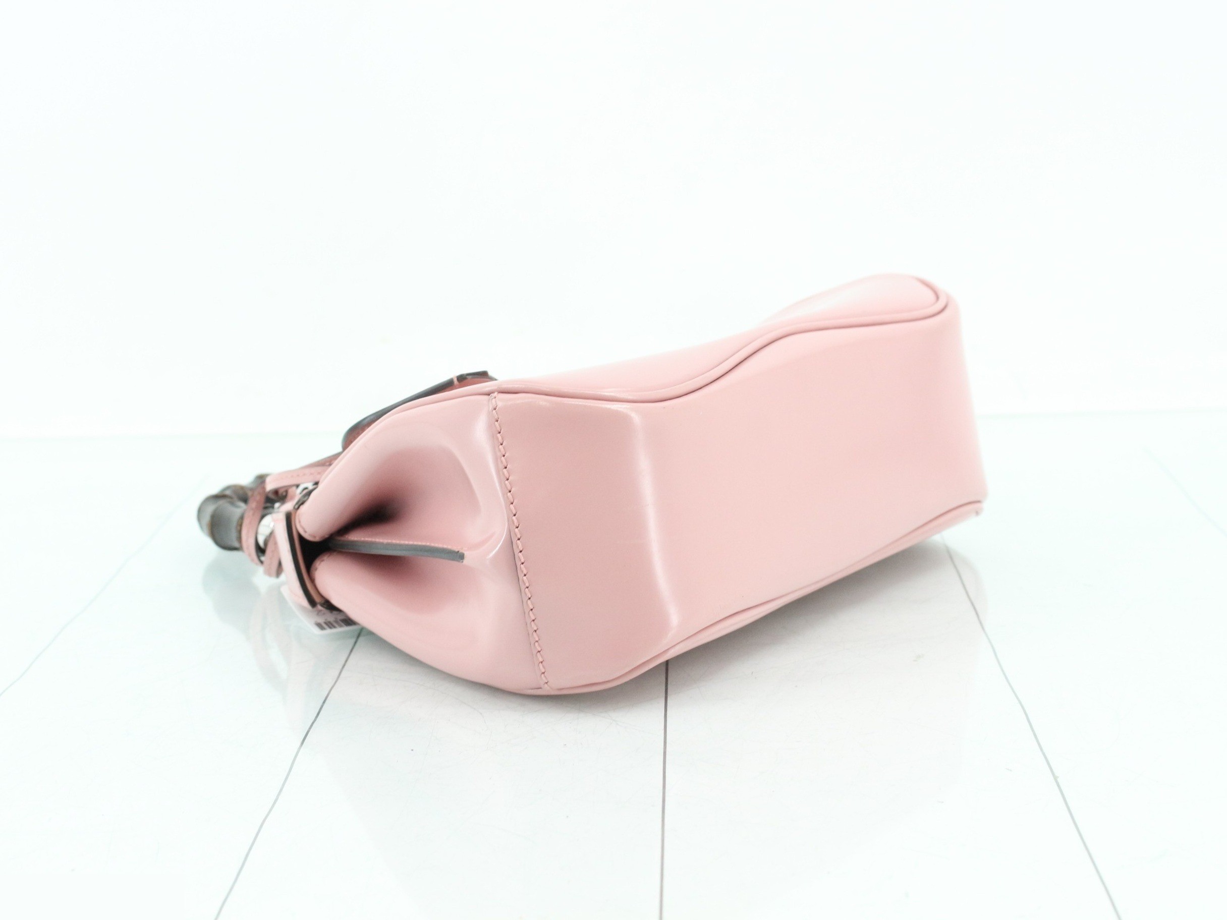 Bamboo Lady Lock Top Handle Leather Pink Silver Hardware W23cm — view 5