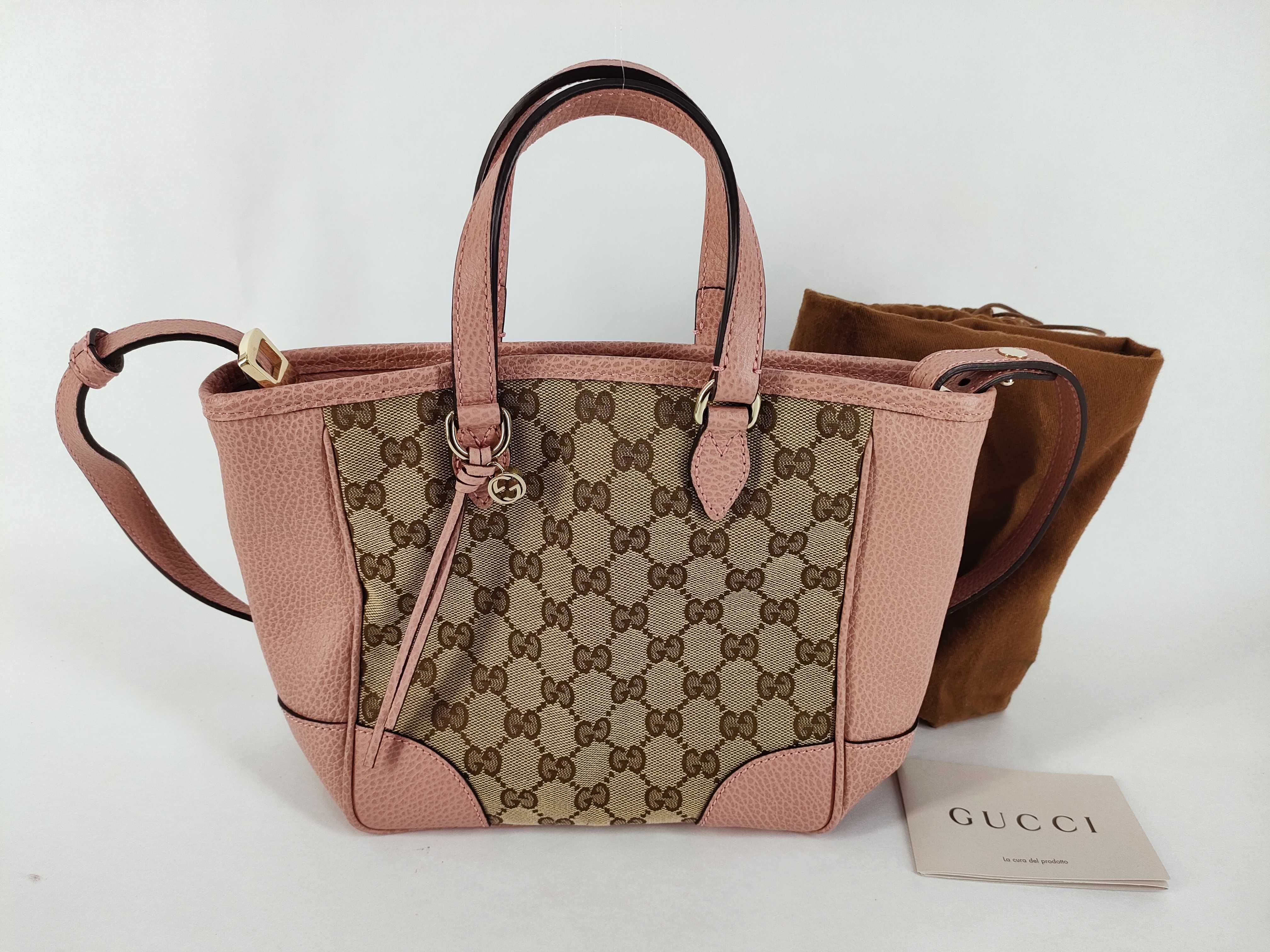 GG Canvas Gucci GG Canvas x Leather 2-Way Handbag Beige x Pink 449241 Handbag