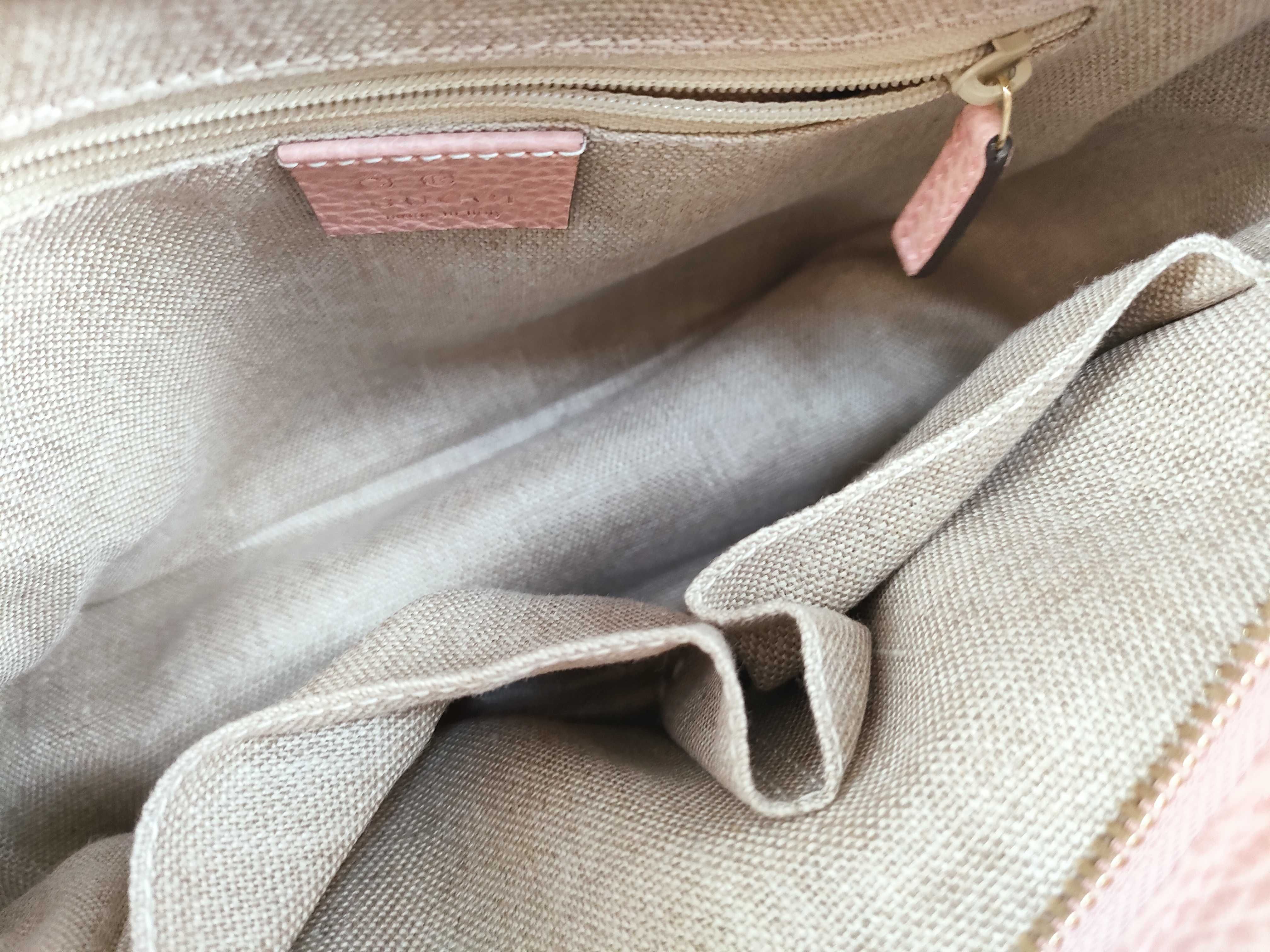 GG Canvas Gucci GG Canvas x Leather 2-Way Handbag Beige x Pink 449241 Handbag — view 12