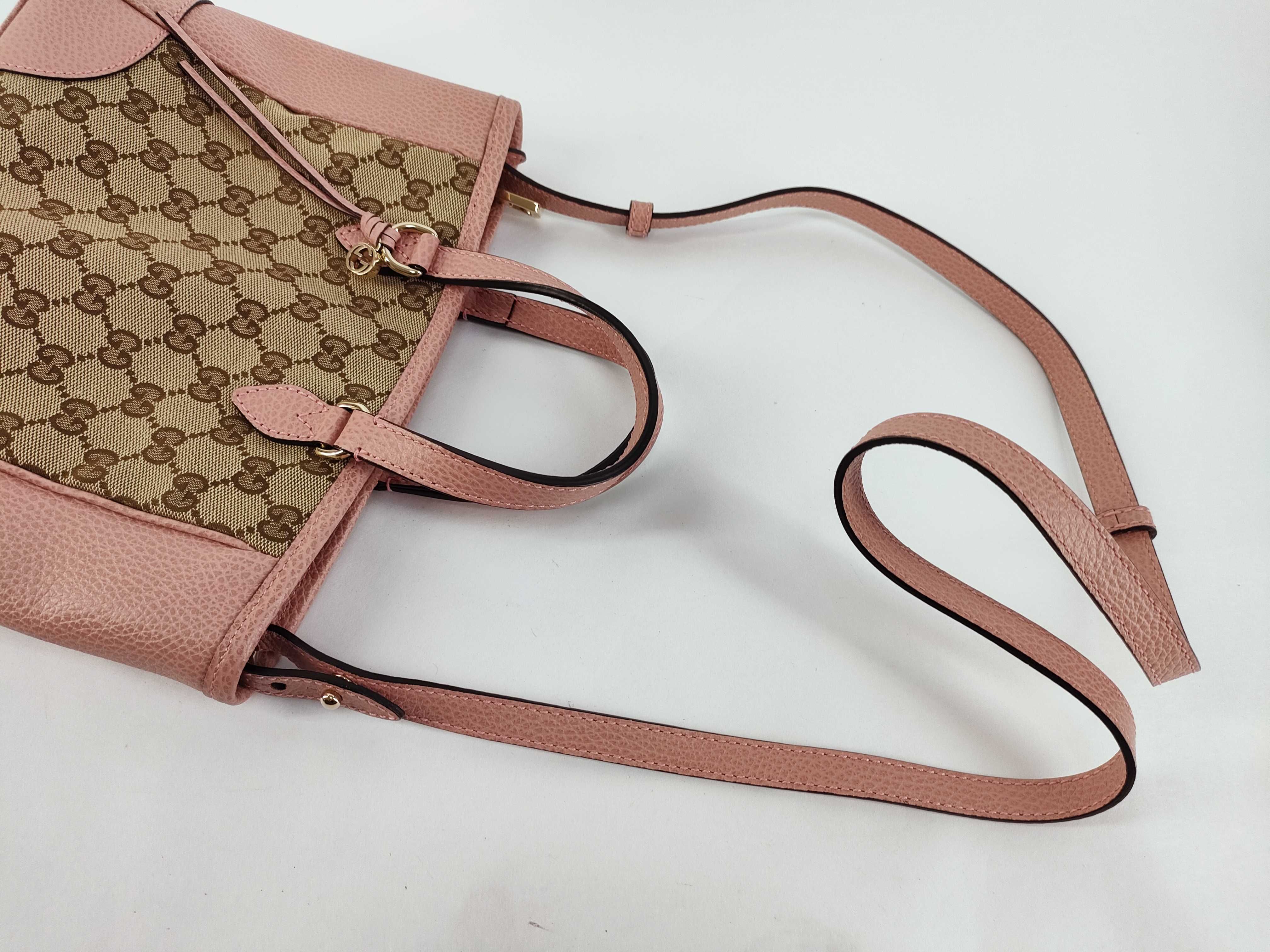 GG Canvas Gucci GG Canvas x Leather 2-Way Handbag Beige x Pink 449241 Handbag — view 3
