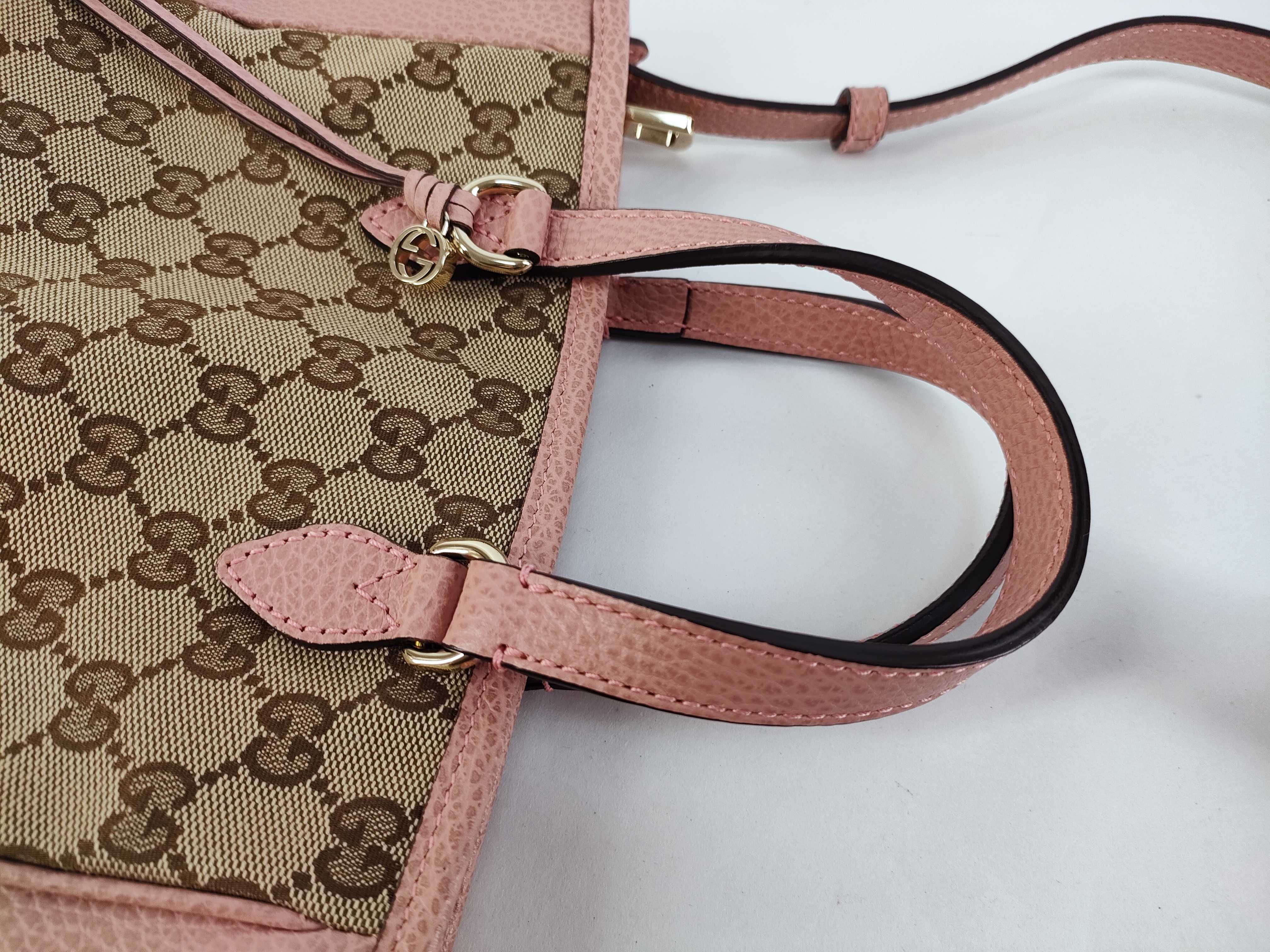 GG Canvas Gucci GG Canvas x Leather 2-Way Handbag Beige x Pink 449241 Handbag — view 4