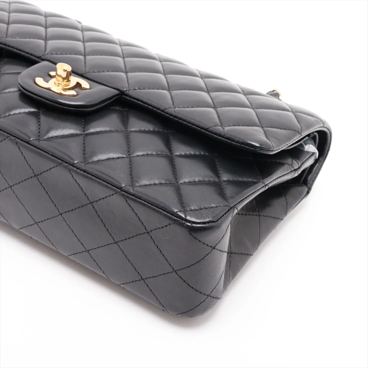 [Individually packaged] Chanel Matelassé 25 Lambskin Double Flap Double Chain Bag, Black with Gold Hardware, 24677294, Series 24, A01112 — view 3