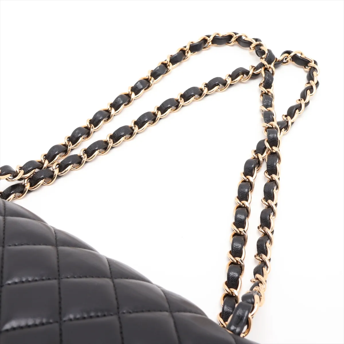 [Individually packaged] Chanel Matelassé 25 Lambskin Double Flap Double Chain Bag, Black with Gold Hardware, 24677294, Series 24, A01112 — view 5