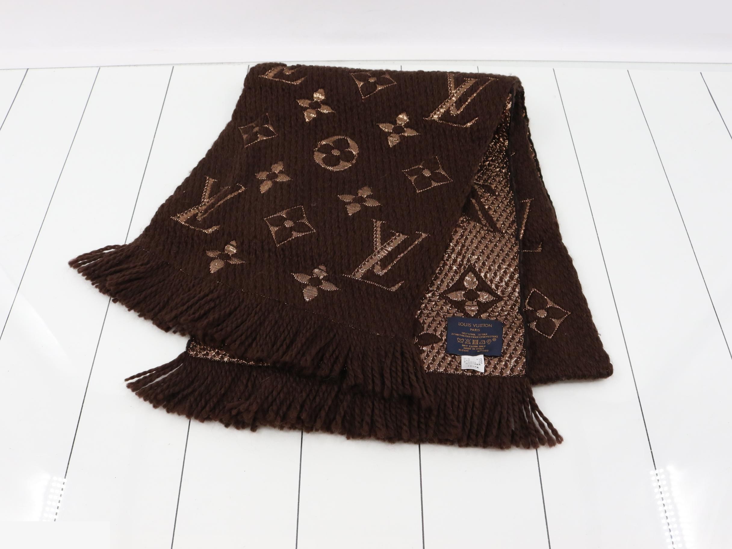 M71383 Monogram Echarpe Logomania Shine Scarf Brown — view 2