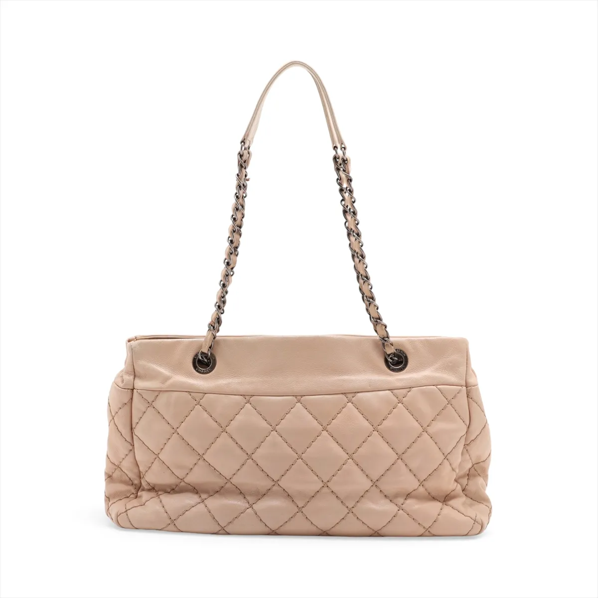 Wild Stitch Leather Chain Tote Bag, Beige, Silver Hardware, 18010432, Serial Number 18 — view 2