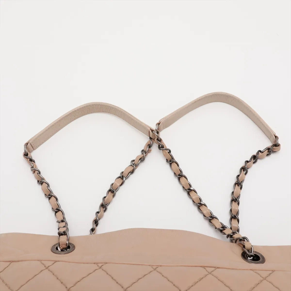 Wild Stitch Leather Chain Tote Bag, Beige, Silver Hardware, 18010432, Serial Number 18 — view 6