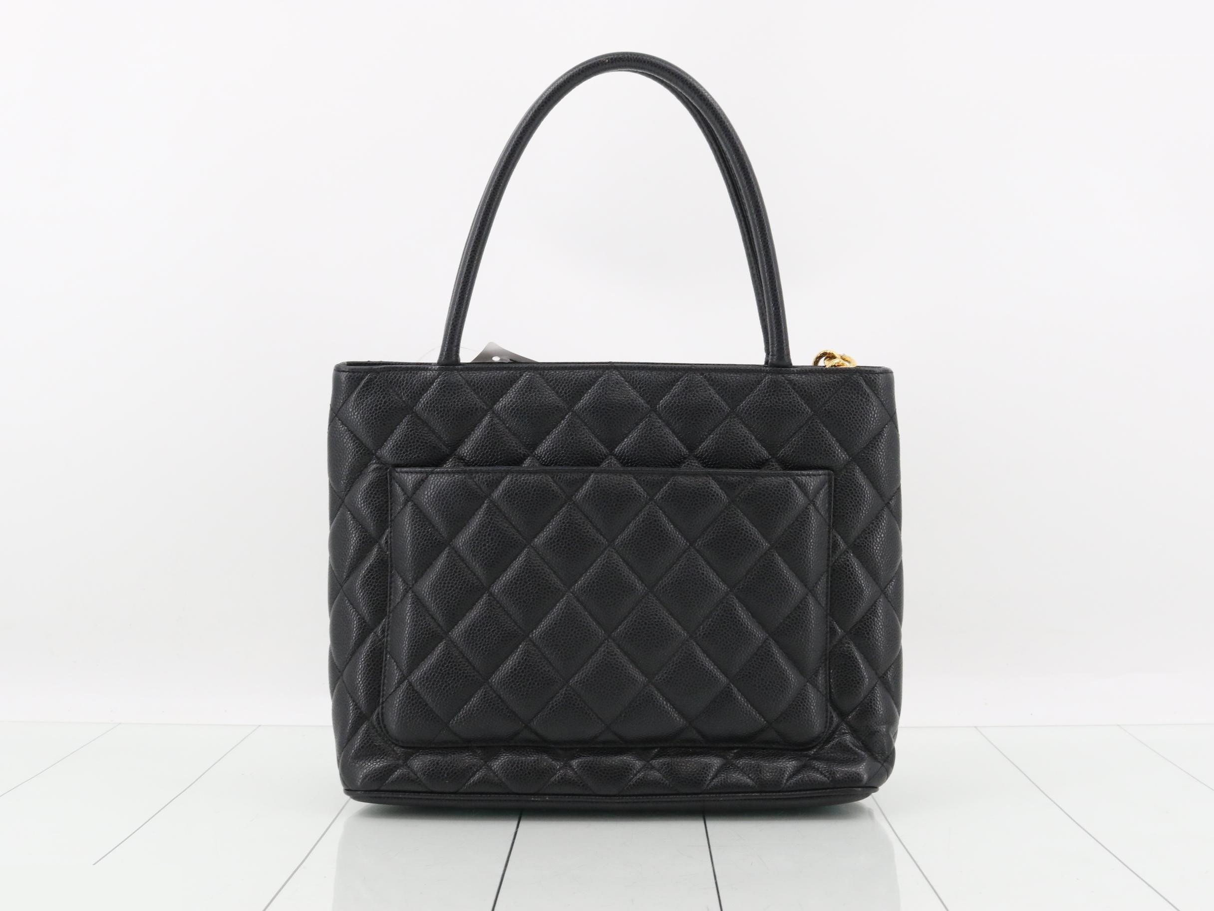 Caviar Reissue Tote Bag, Black, Gold Hardware — view 2