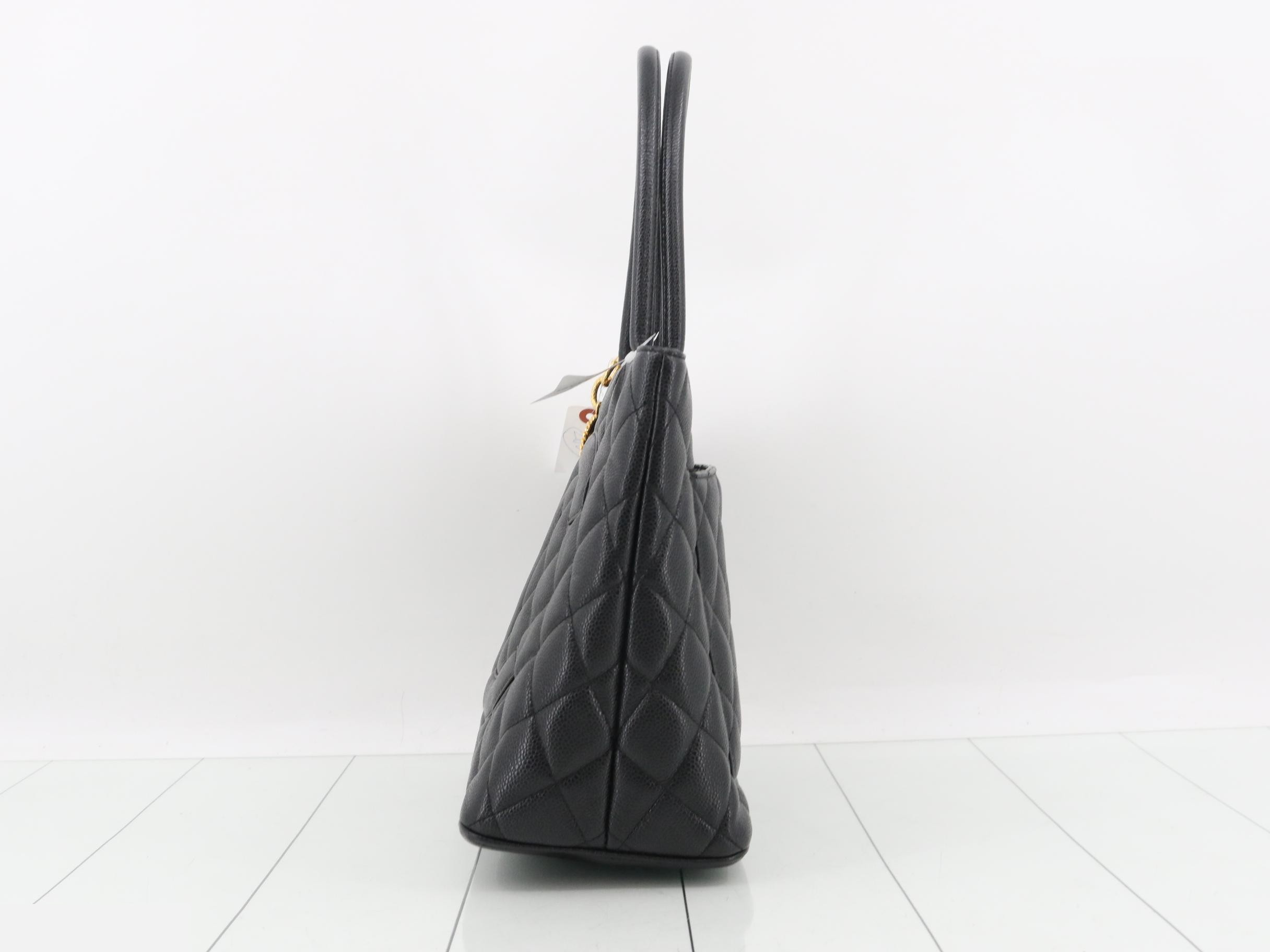 Caviar Reissue Tote Bag, Black, Gold Hardware — view 3