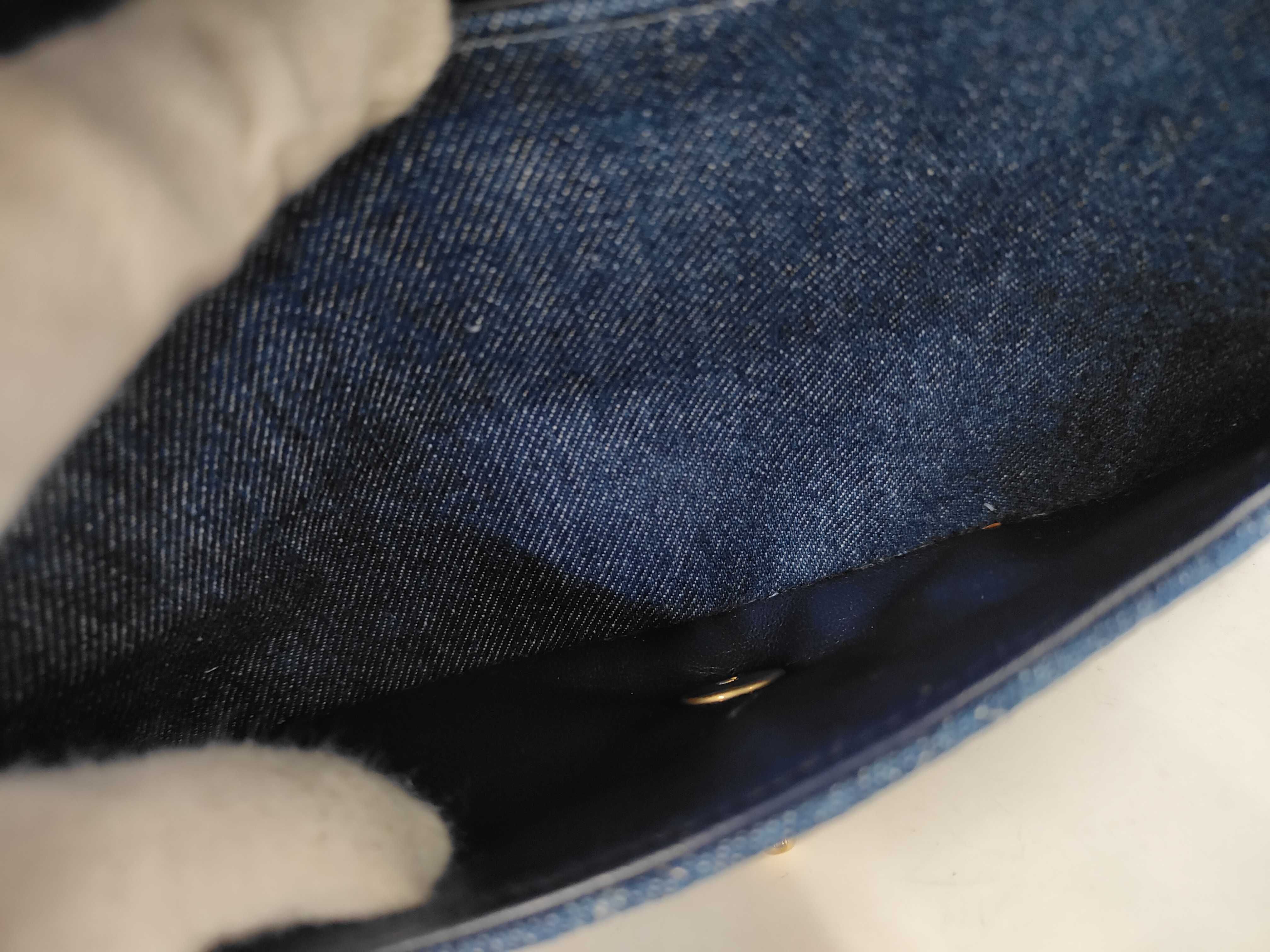 Denim Matelassé Double Flap Shoulder Bag — view 11