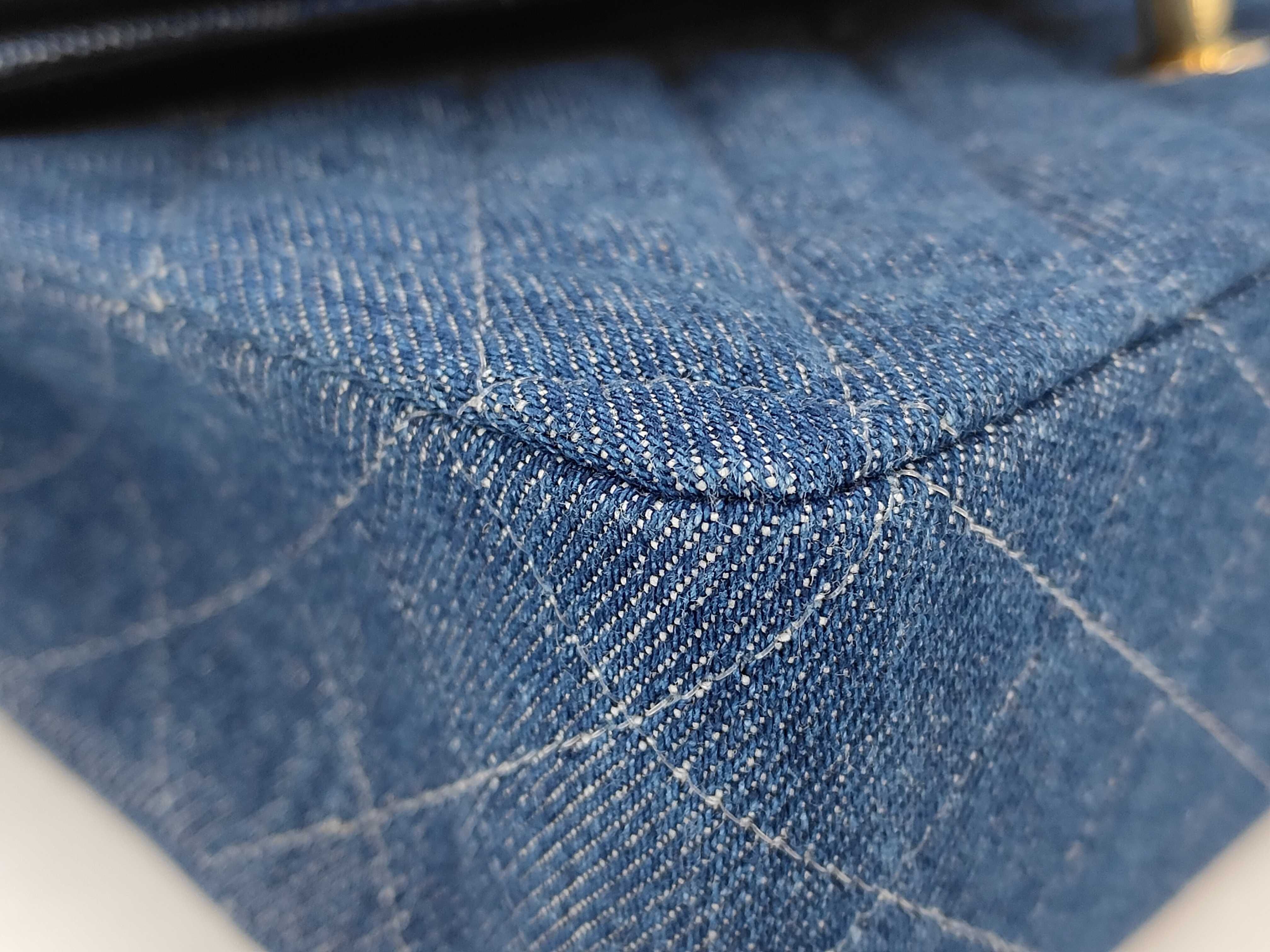 Denim Matelassé Double Flap Shoulder Bag — view 5