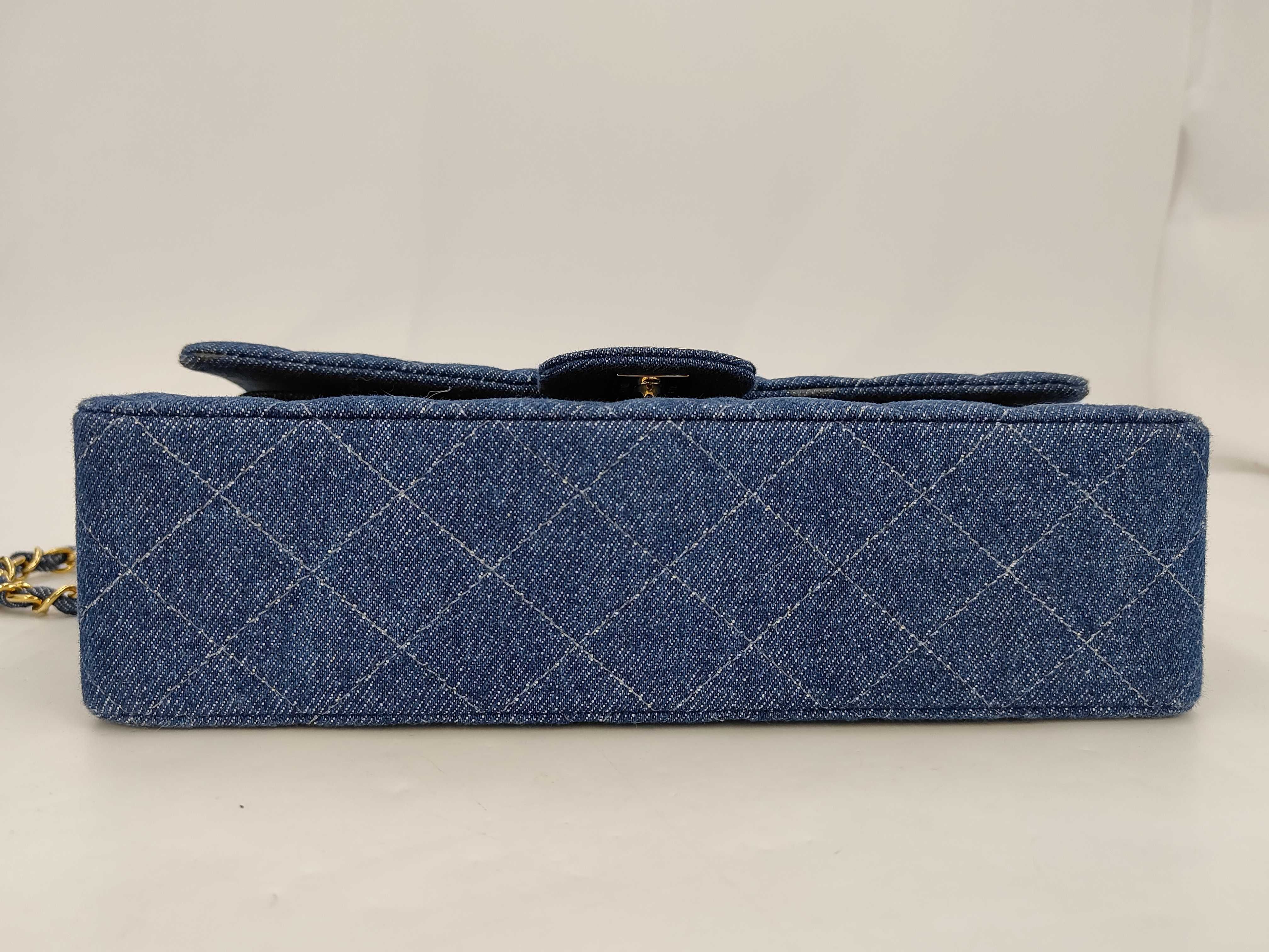 Denim Matelassé Double Flap Shoulder Bag — view 6