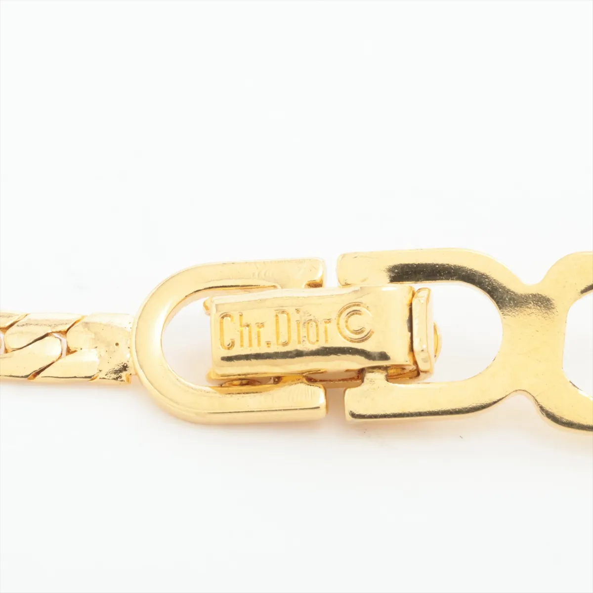 necklace, gold plated with rhinestones. Shows signs of wear, — view 4