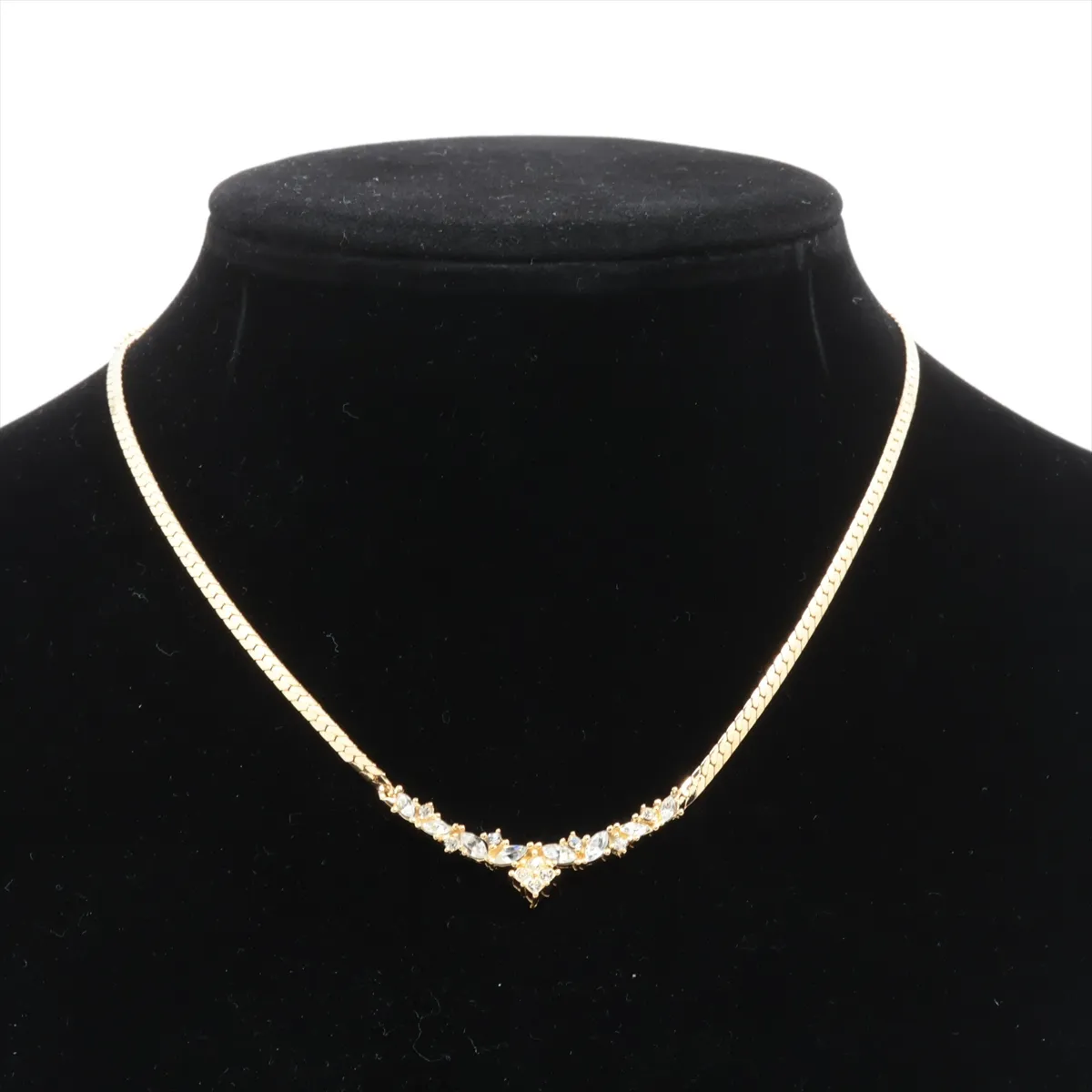 necklace, gold plated with rhinestones. Shows signs of wear, — view 5