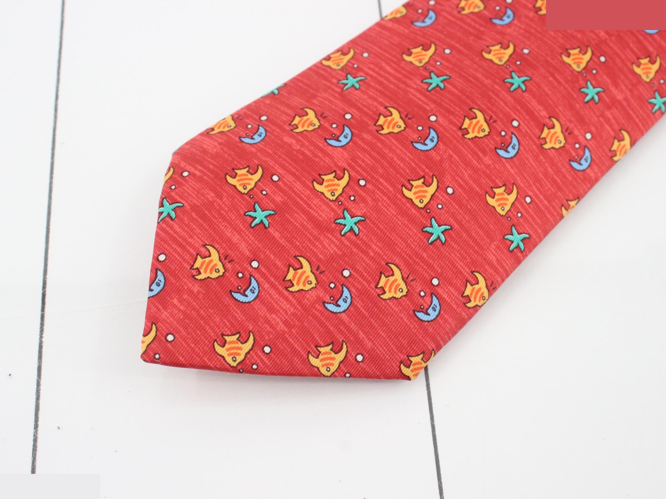 silk tie with tropical fish pattern — view 3