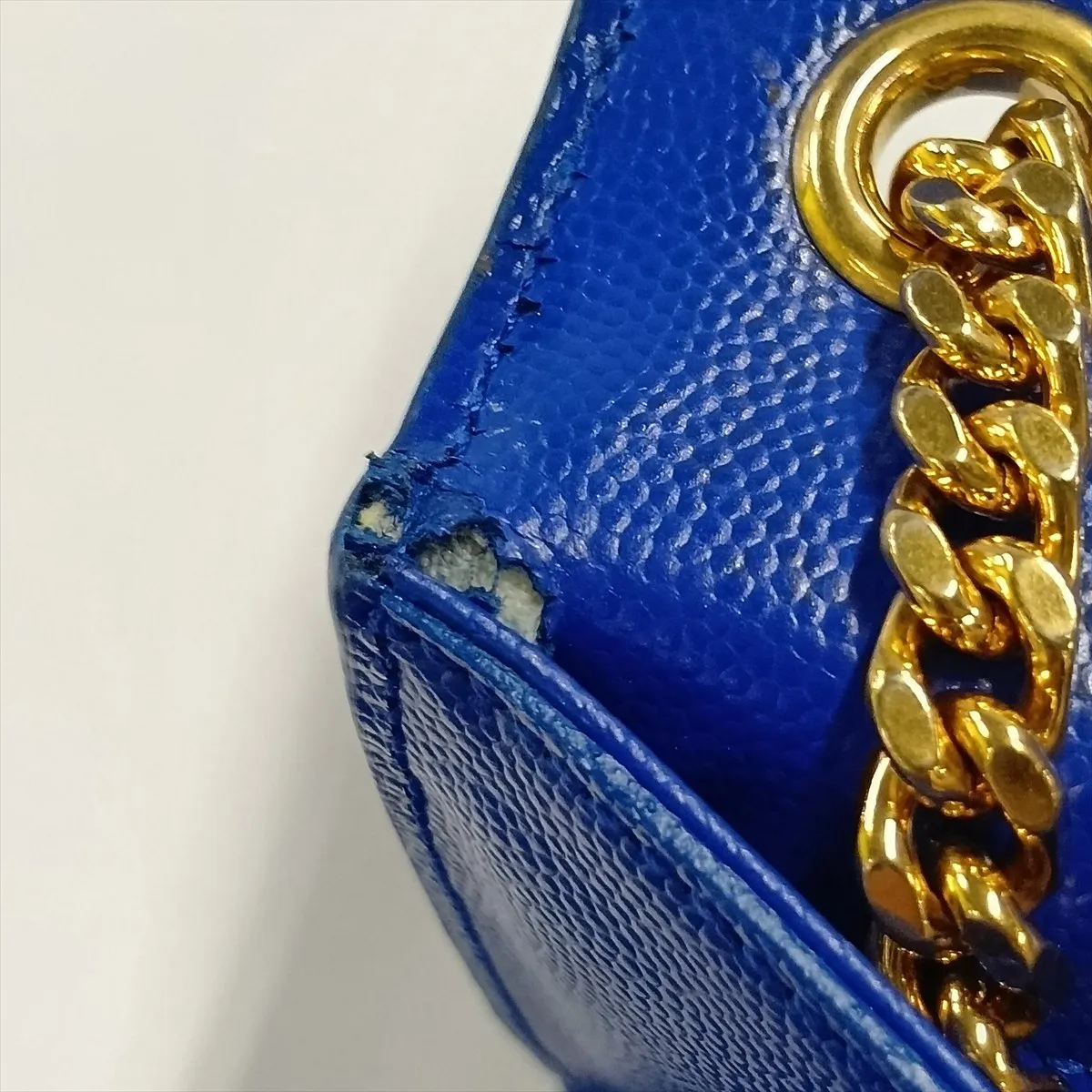 Classic Kate Leather Chain Shoulder Bag, Blue, 364021 — view 9