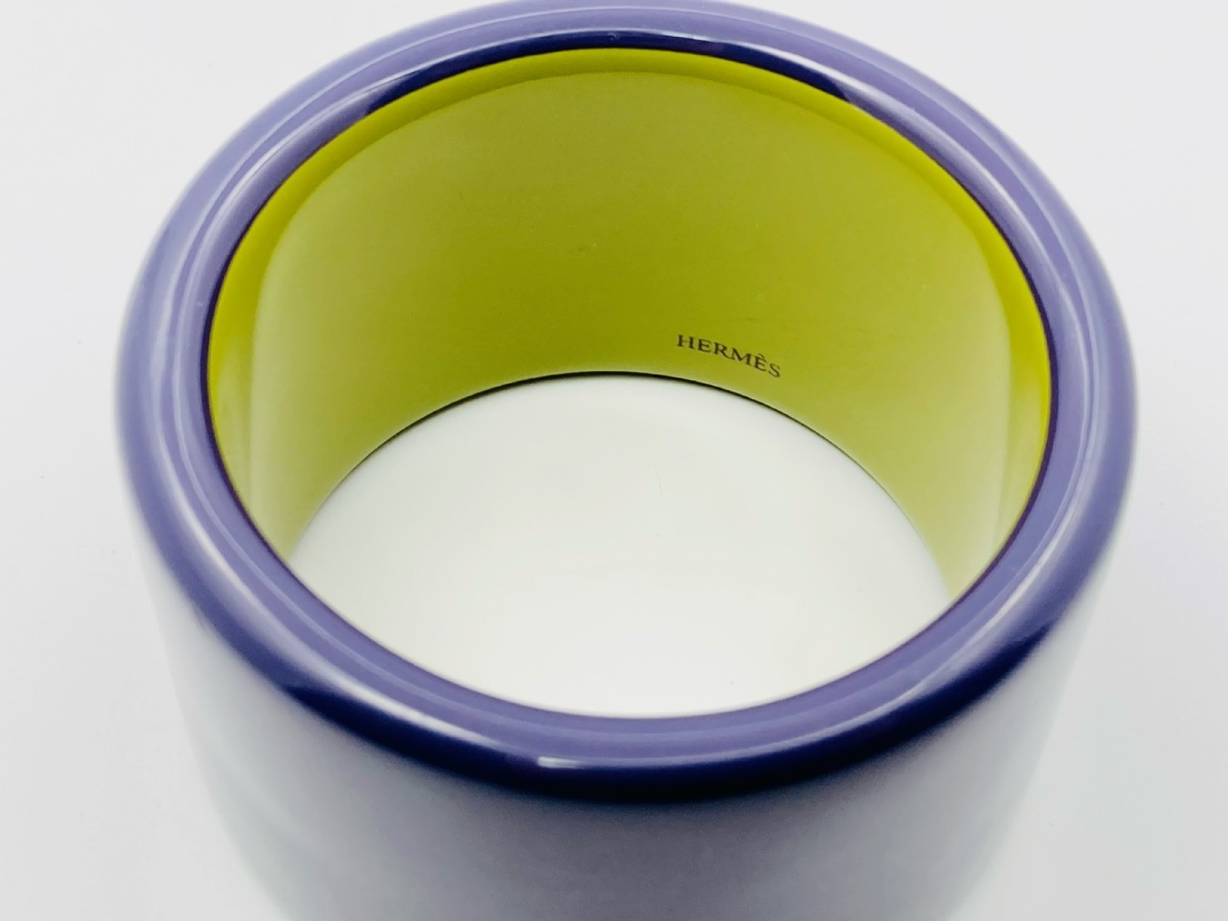 Lacquered Wood Wide Bangle #S Purple Bracelet/Bangle — view 2
