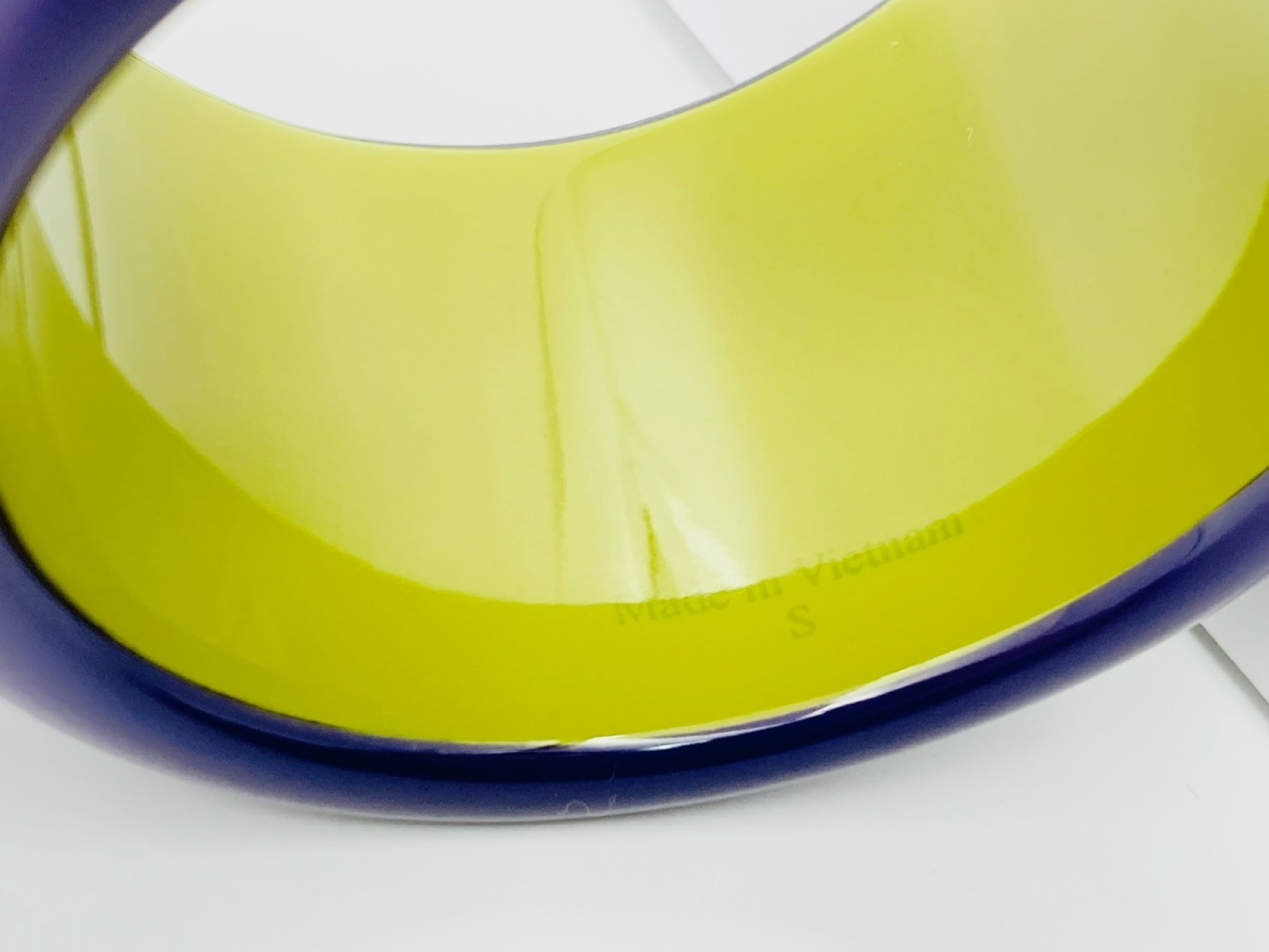 Lacquered Wood Wide Bangle #S Purple Bracelet/Bangle — view 3
