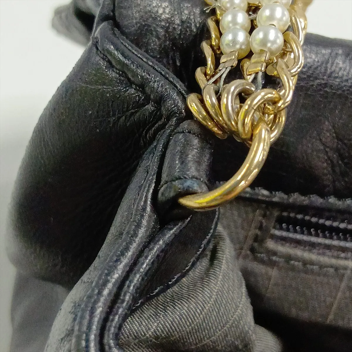 Matelassé Lambskin Single Flap Single Chain Bag, Pearl Black with Gold Hardware, 17750268, Serial Number 17 — view 11